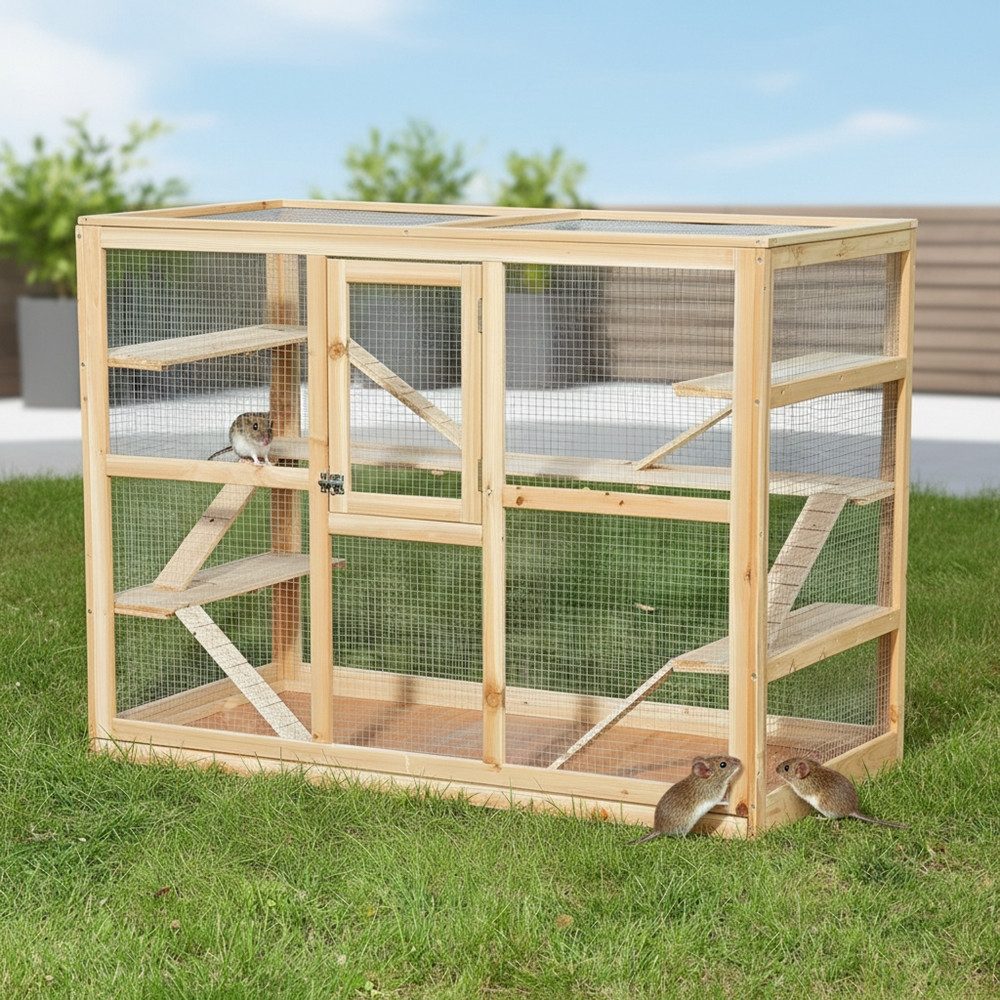 Mucola Kleintierkäfig Nagerkäfig XXL Villa Hamsterkäfig Mäusekäfig Kleintierkäfig, verzinkt