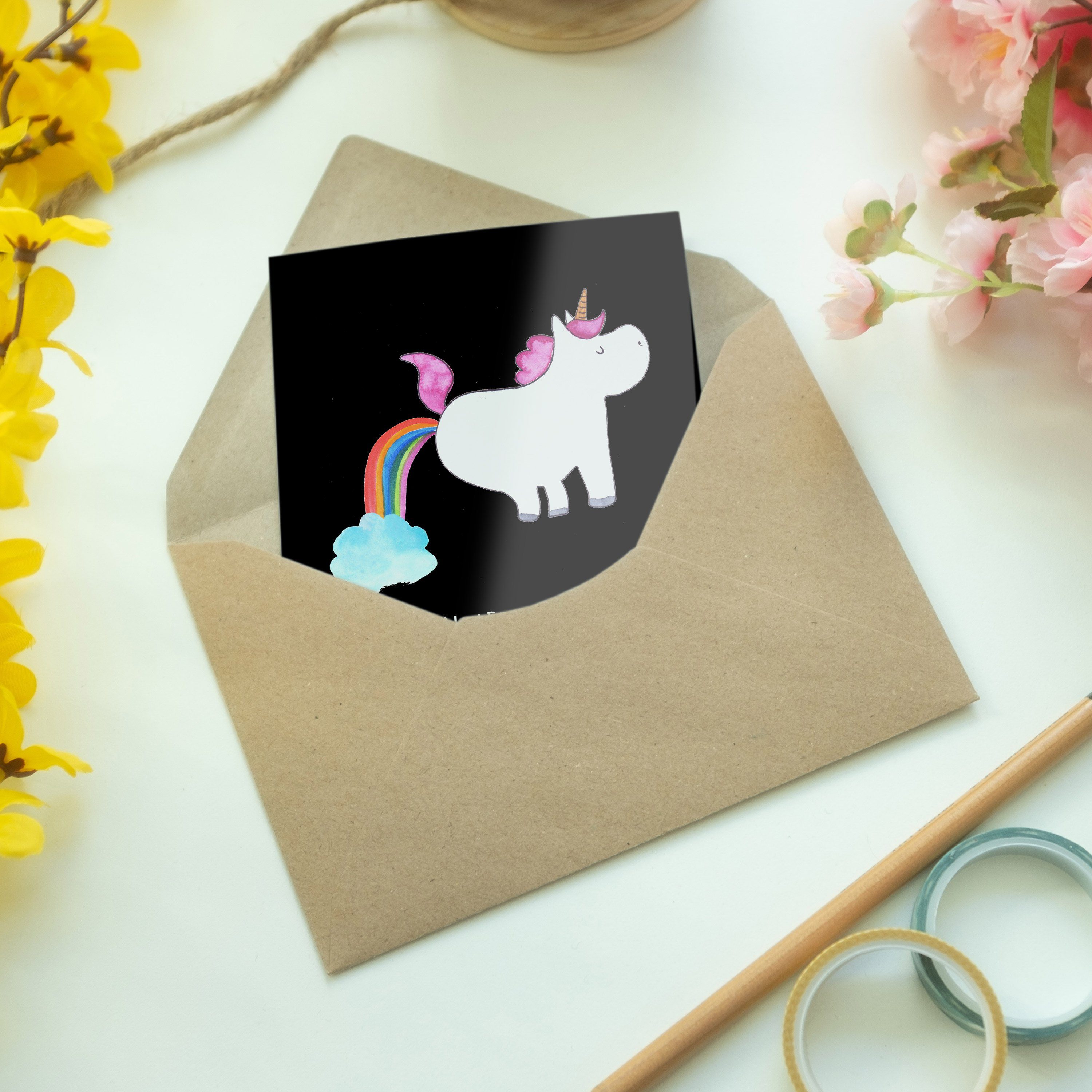 Mrs. Regenbogen, & - Panda De Mr. Pupsend Grußkarte Geschenk, Schwarz Einhorn Unicorn, Einhorn -