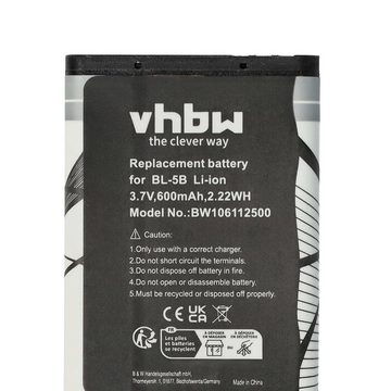 vhbw Ersatz für Topblue TB-521 für Smartphone-Akku Li-Ion 600 mAh (3,7 V)