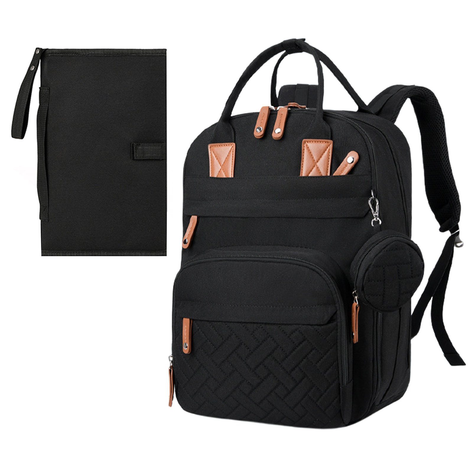 Blusmart Wickeltasche Tragbarer Wickeltaschen-Rucksack, Große Wickeltasche Mit Kapazität, black