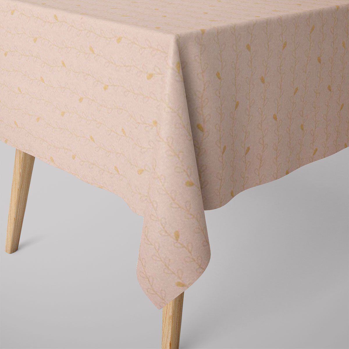 SCHÖNER LEBEN. Tischdecke Metallic Blätterranken rosa gold, handmade