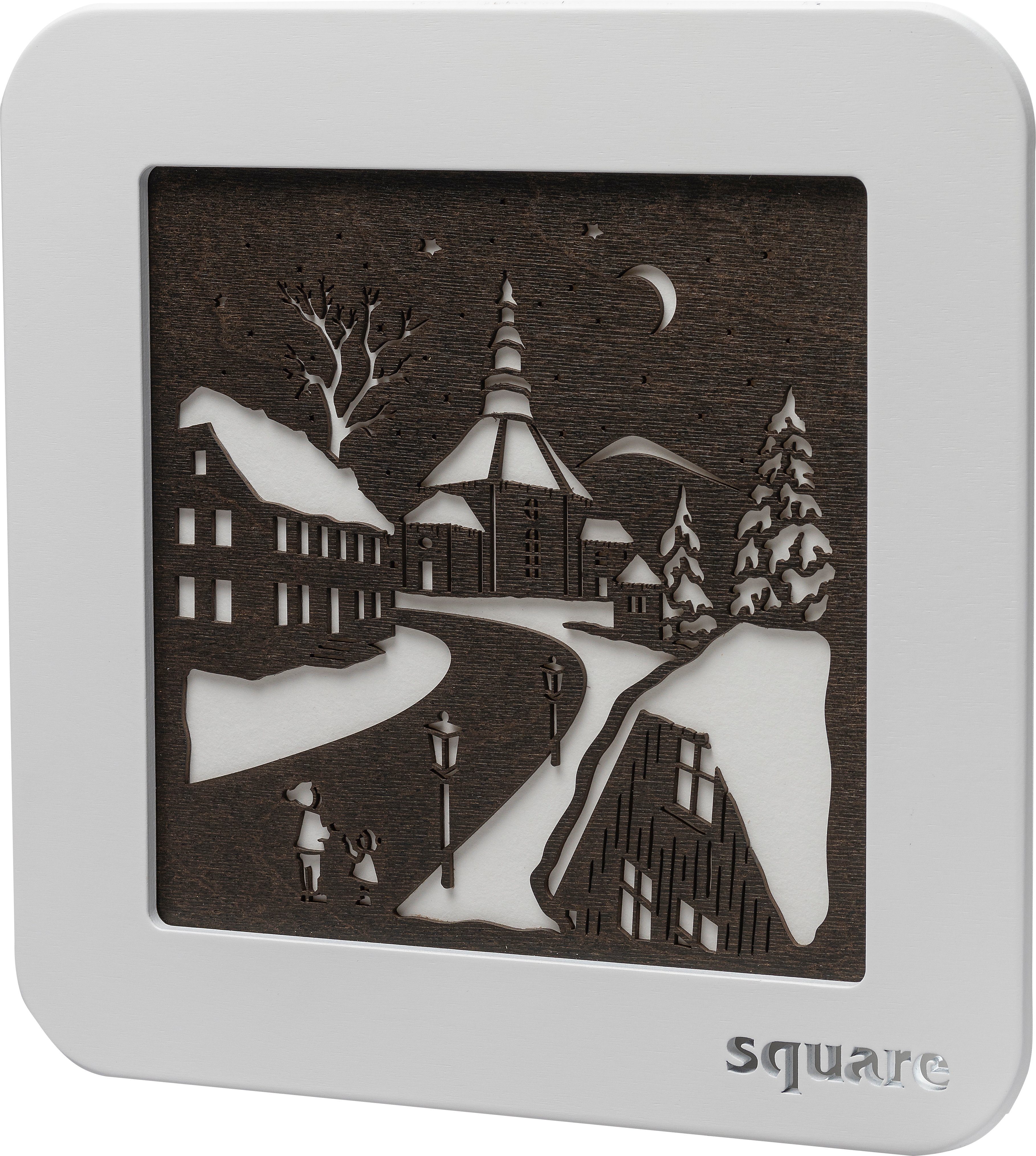 Square Motiv St), Weigla (1 Seiffen, LED-Bild einseitiges - Wandbild Timer, Weihnachtsdeko, mit