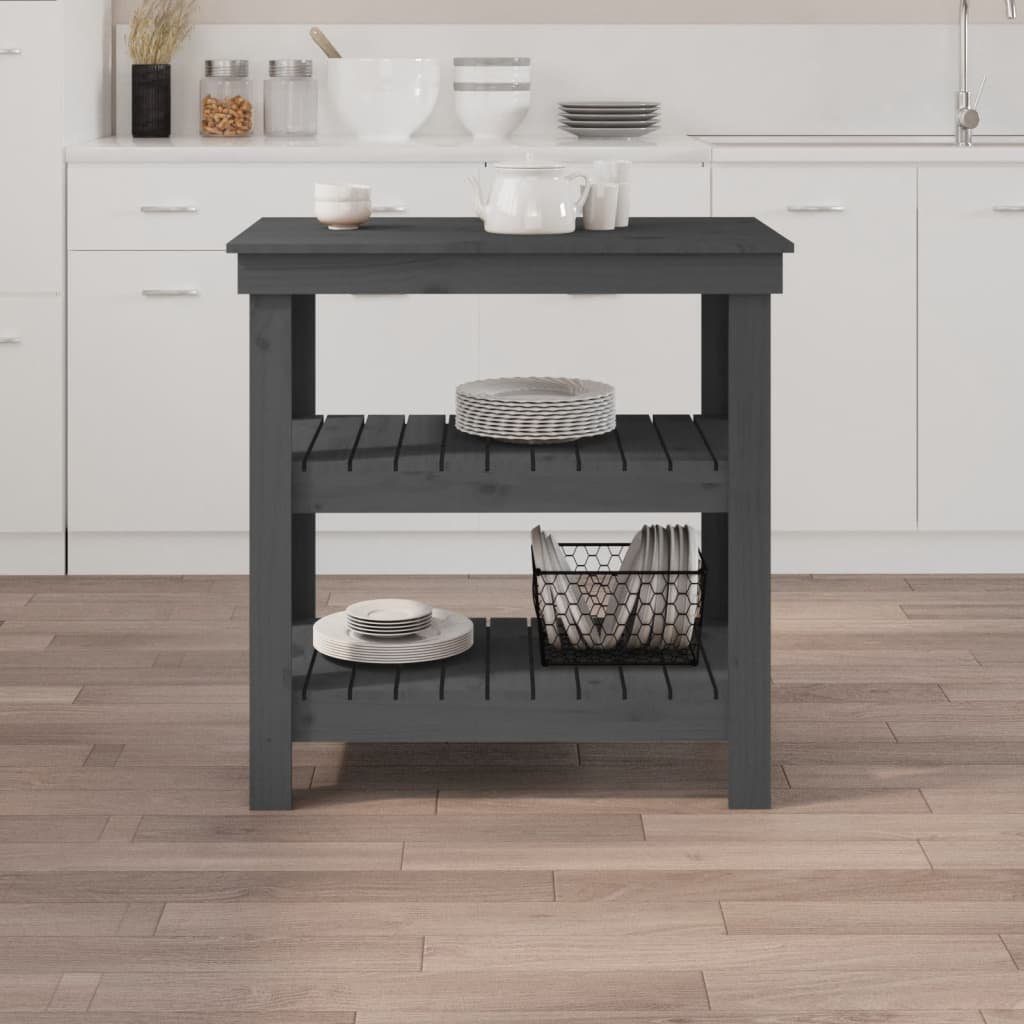vidaXL Werkbank 785 x 50 x 80 cm Werkbank Grau 78,5x50x80 cm Massivholz Kiefer