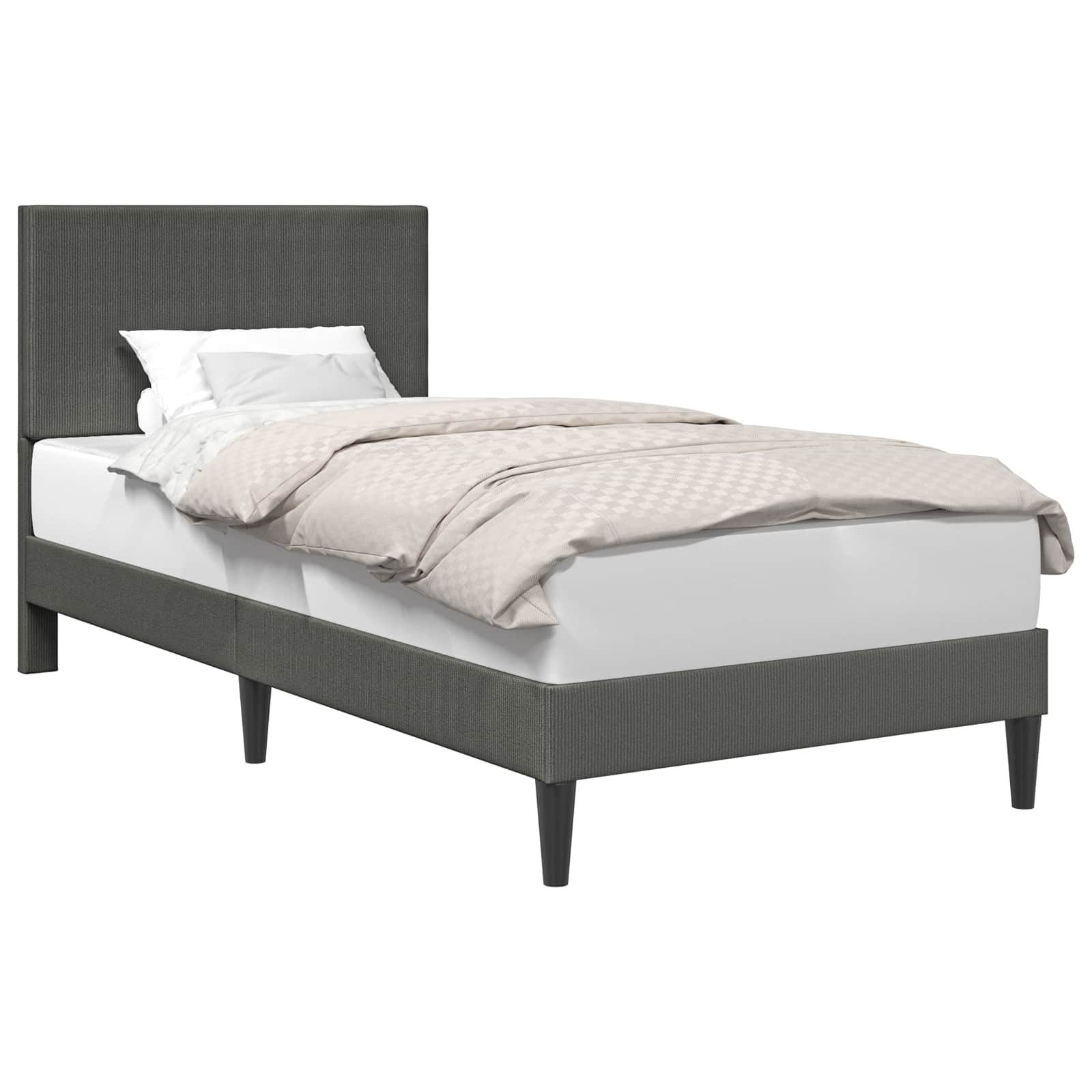 vidaXL Bett Bettrahmen mit Kopfteil Dunkelgrau 90 x 190 cm Cordstoff (1-tlg)