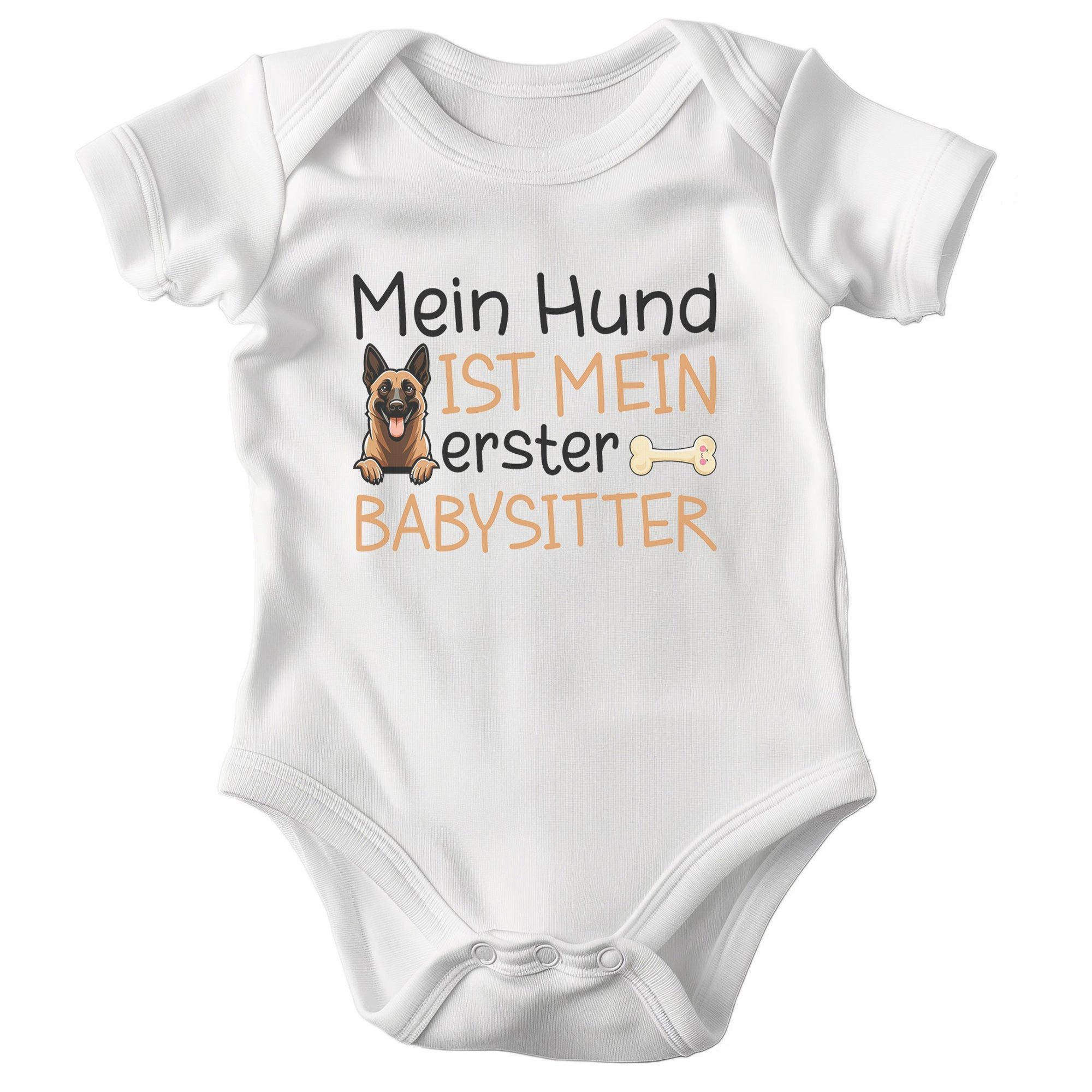 22Feels Kurzarmbody Bio Unisex Babybody Weiß Babysitter Schäferhund Geschenk Geburtstag BIO-Baumwolle - In Deutschland Bedruckt - Niedlicher Print