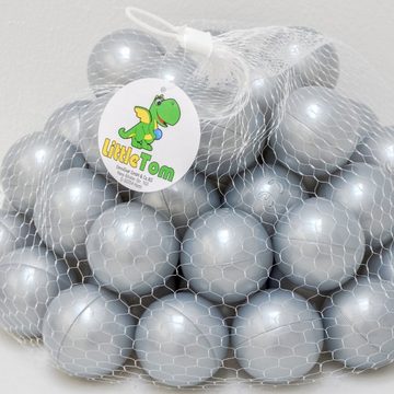 LittleTom Bällebad-Bälle 50 Bälle für Bällebad 5,5cm Babybälle Plastikbälle, Spielbälle silber