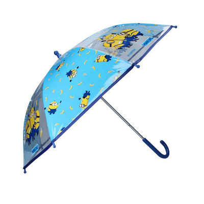 Minions Stockregenschirm Kinder Regenschirm, 73 cm, PVC, blau/transparent
