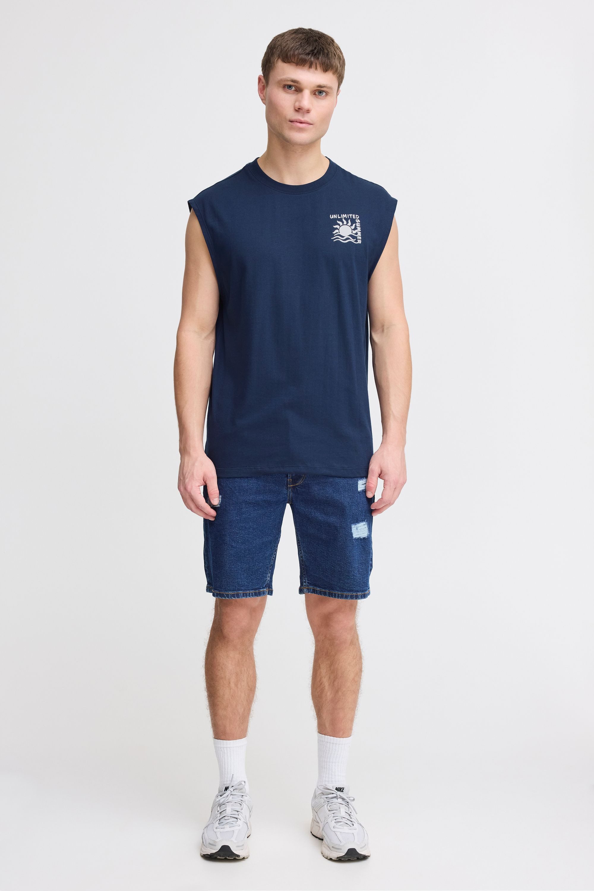 !Solid Rundhalsshirt SDOlav Lässiges Tanktop mit Backprint