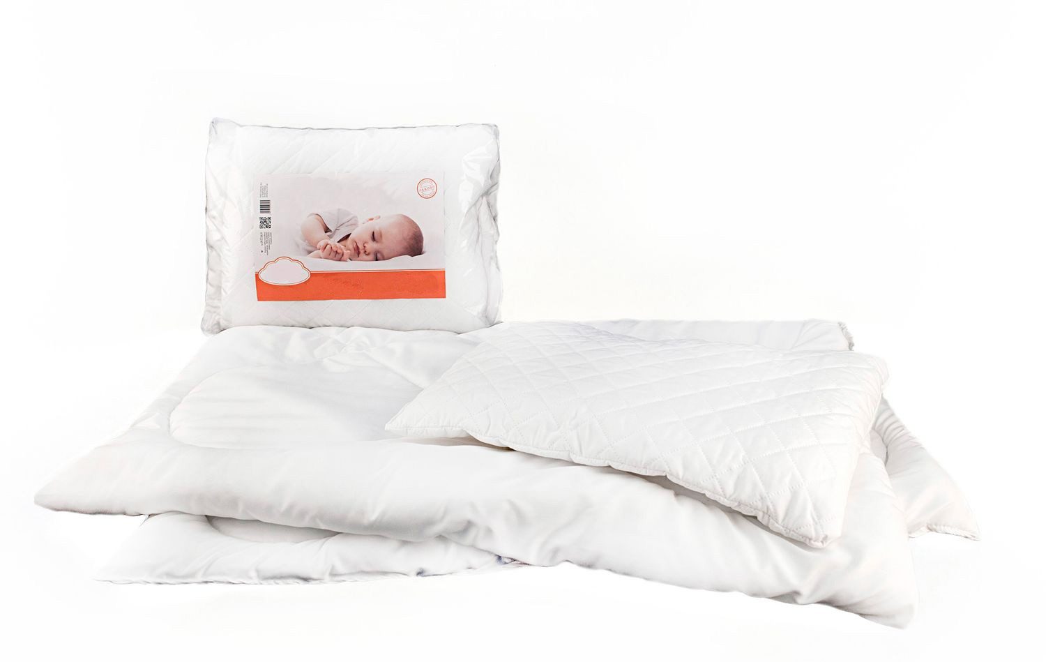 texpot Kinderbettdecke + Kopfkissen Babybett Bettset Steppung weiß
