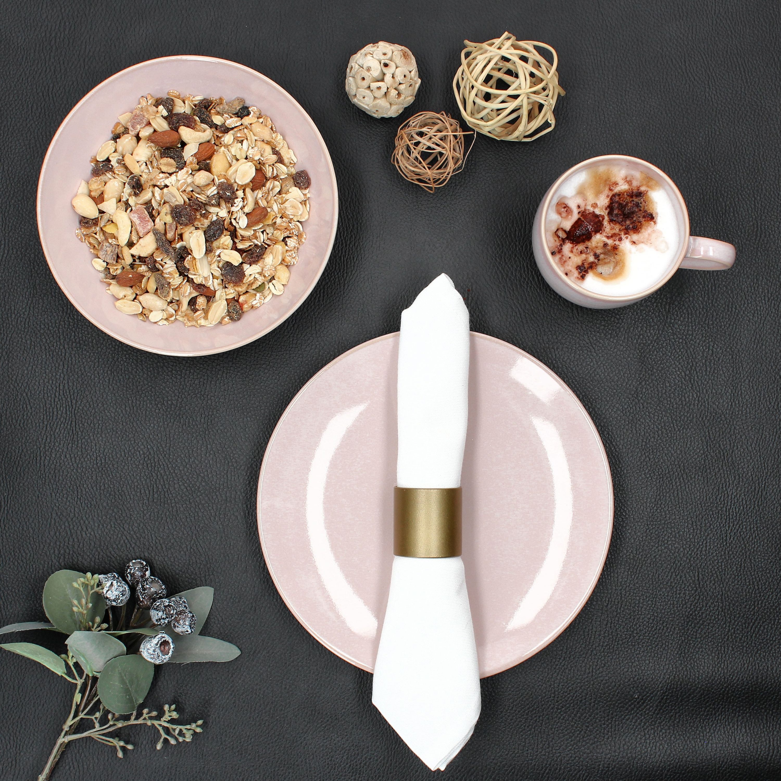 MÄSER Frühstücks-Geschirrset Ossia 6tlg Tearose rosa Frühstücksset Teller Kaffee-Becher -Schale, Steingut
