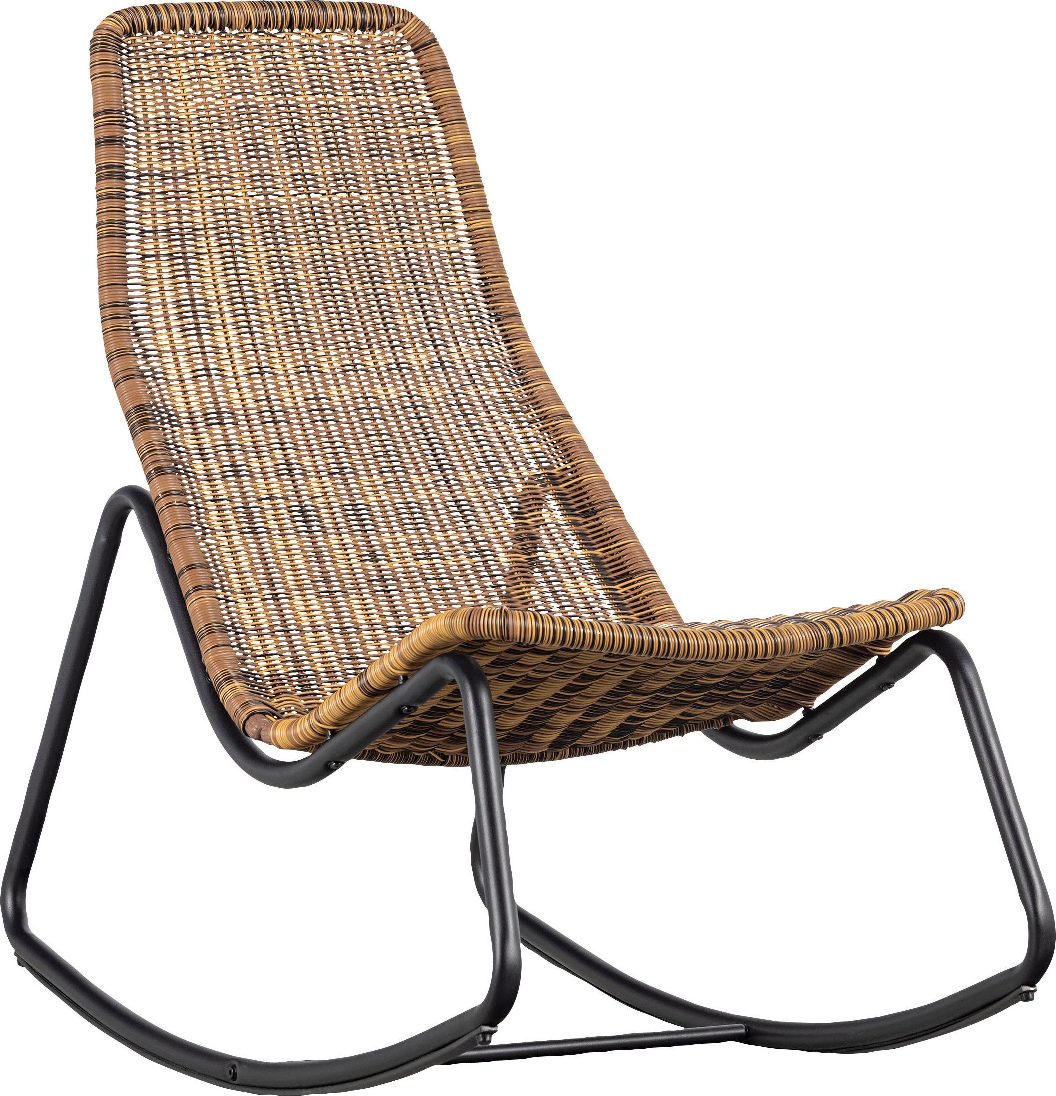 WOOOD Gartenstuhl Tom gecoatetes Rattan mit Metallgestell, H 97 x B 51 x T 95 cm (1 St), Verstärkender Querstrebe, Tragkraft 150 kg, einfach zu montierbar