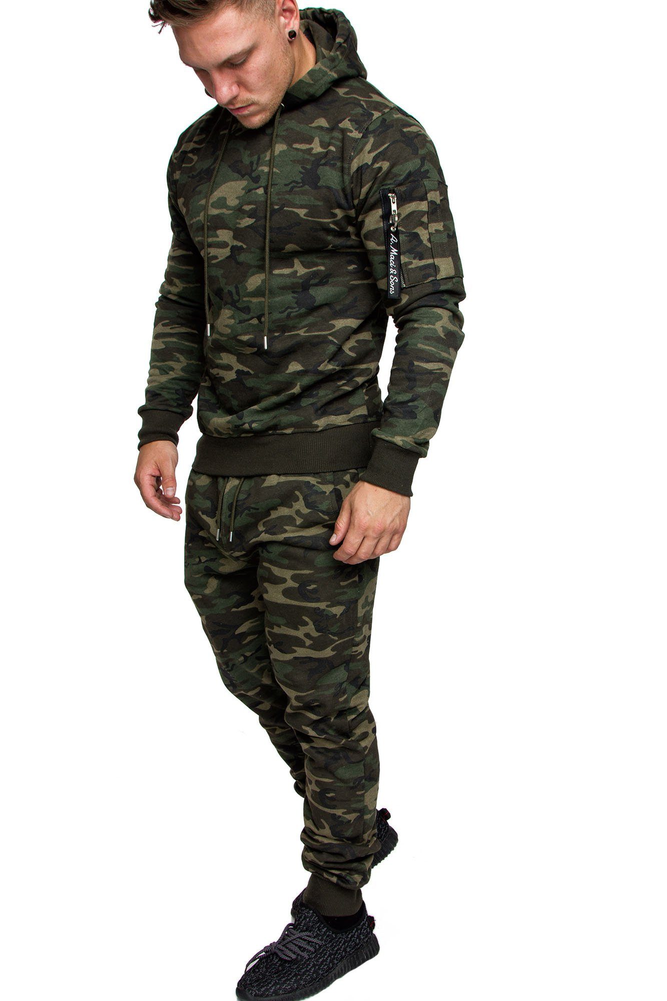 Amaci&Sons Trainingsanzug TOLEDO, Herren Cargo Stil Sportanzug Jogginganzug Sporthose Hoodie Camouflage Khaki