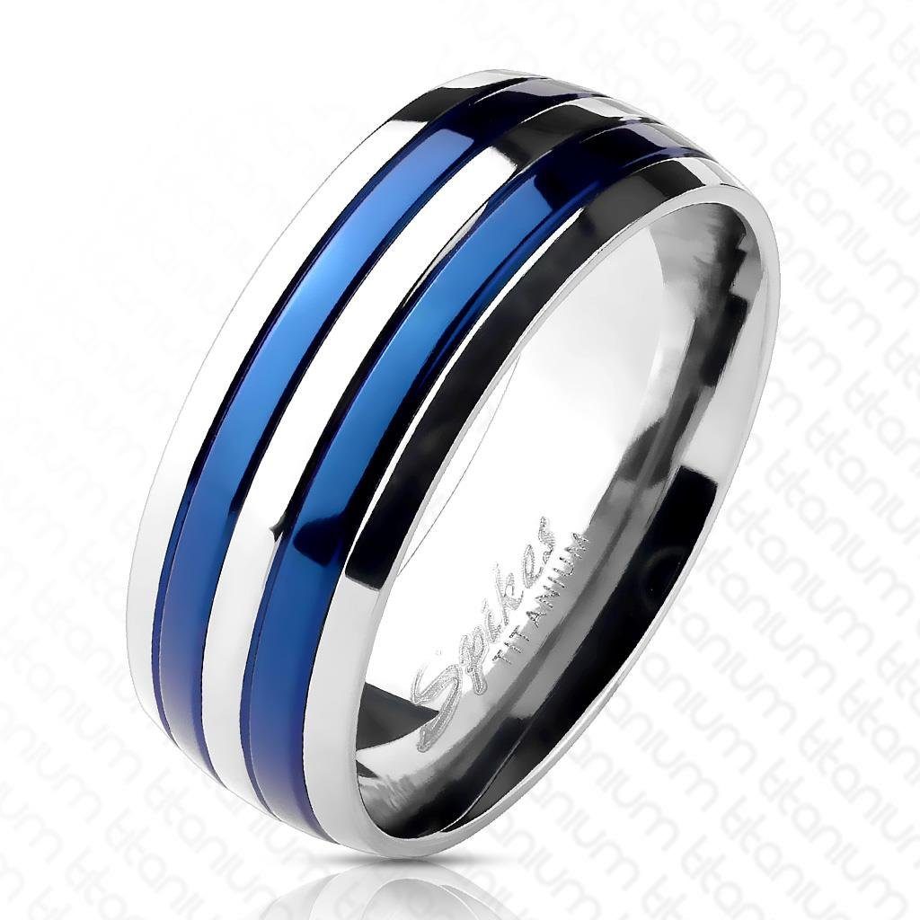 BUNGSA Fingerring »Ring Blau gestreift aus Titan Unisex« (Ring, 1-tlg.,  inkl. Schmuckbeutel aus Organza), Damen Herren online kaufen | OTTO