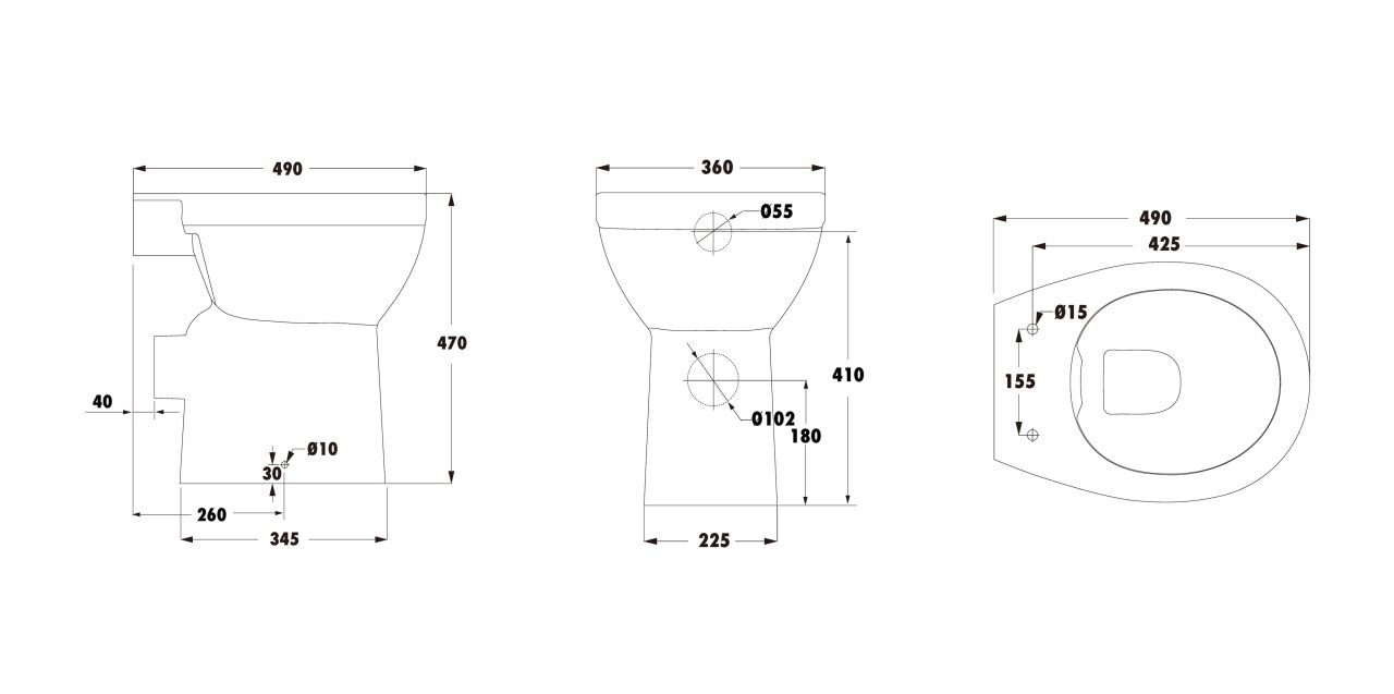 Primaster Tiefspül-WC Primaster Stand WC spülrandlos Eta Tiefspüler weiß