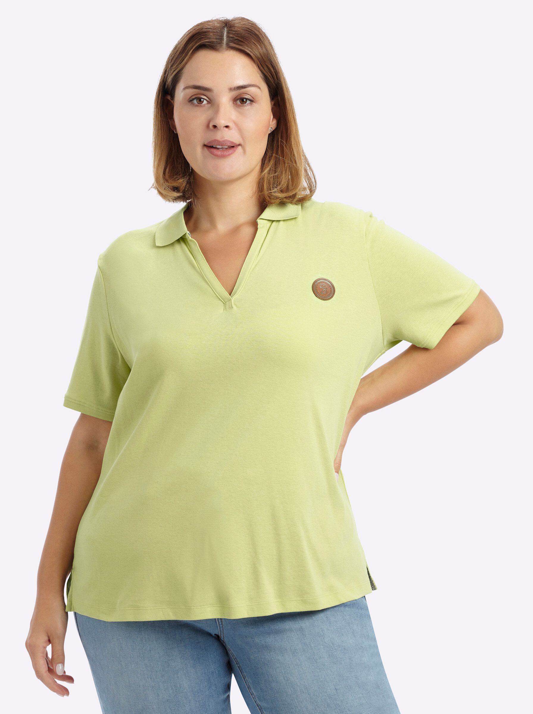 Sheego T-Shirt Poloshirt Kurzarm