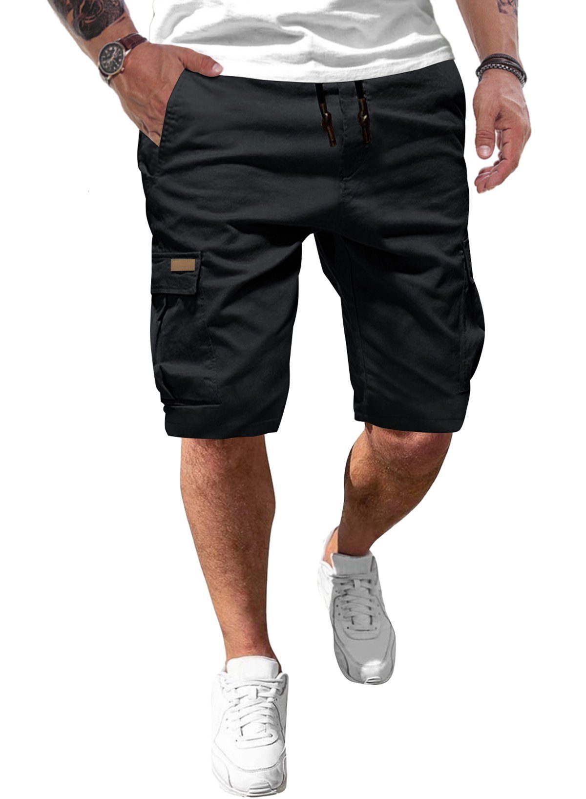 JMIERR Cargoshorts Kurze Hosen Herren Baumwolle Shorts Sommer Freizeithose mit Taschen in Unifarbe