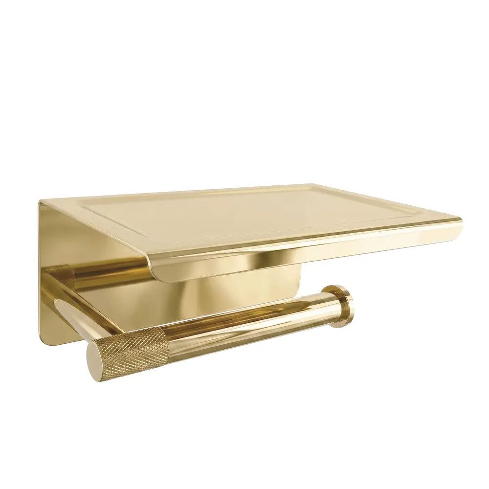 wohnwerk.idee Toilettenpapierhalter WC Rollenhalter mit Ablage Klopapierhalter Bad Zubehör modern, Gold, Gold Matt, Kupfer, Kupfer Matt, Titan, Chrom Matt