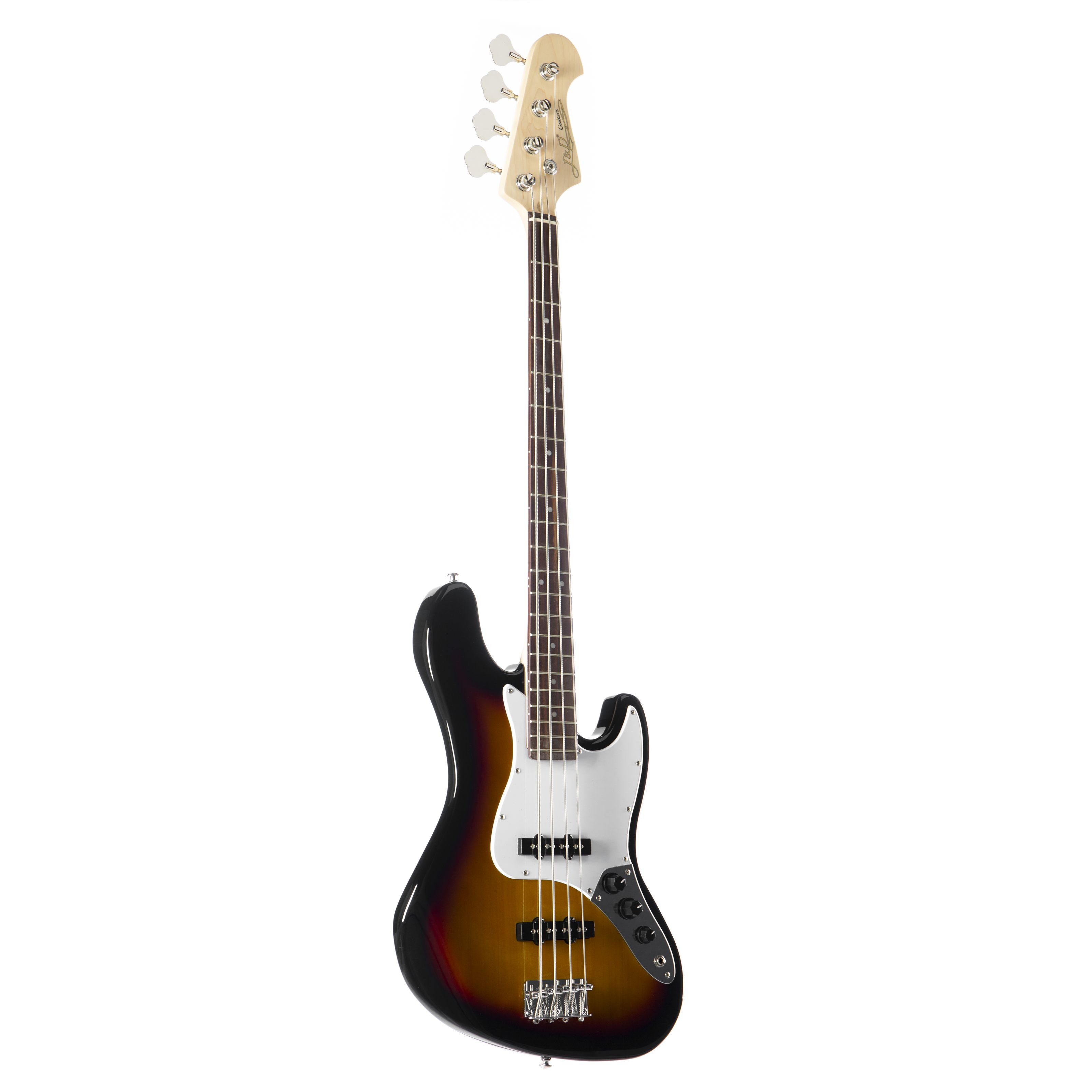 J & D E-Bass, E-Bass Bass Gitarre mit 4 Saiten und Linde Korpus JB Bass mit 2 Single Coil Tonabnehmern und passiver Elektronik 3-Tone Sunburst, Электрические басы, 4-Saiter Электрические басы, E-Bass, Bass Gitarre, 4 Saiten, Linde Korpus, JB Bass, Single Coil