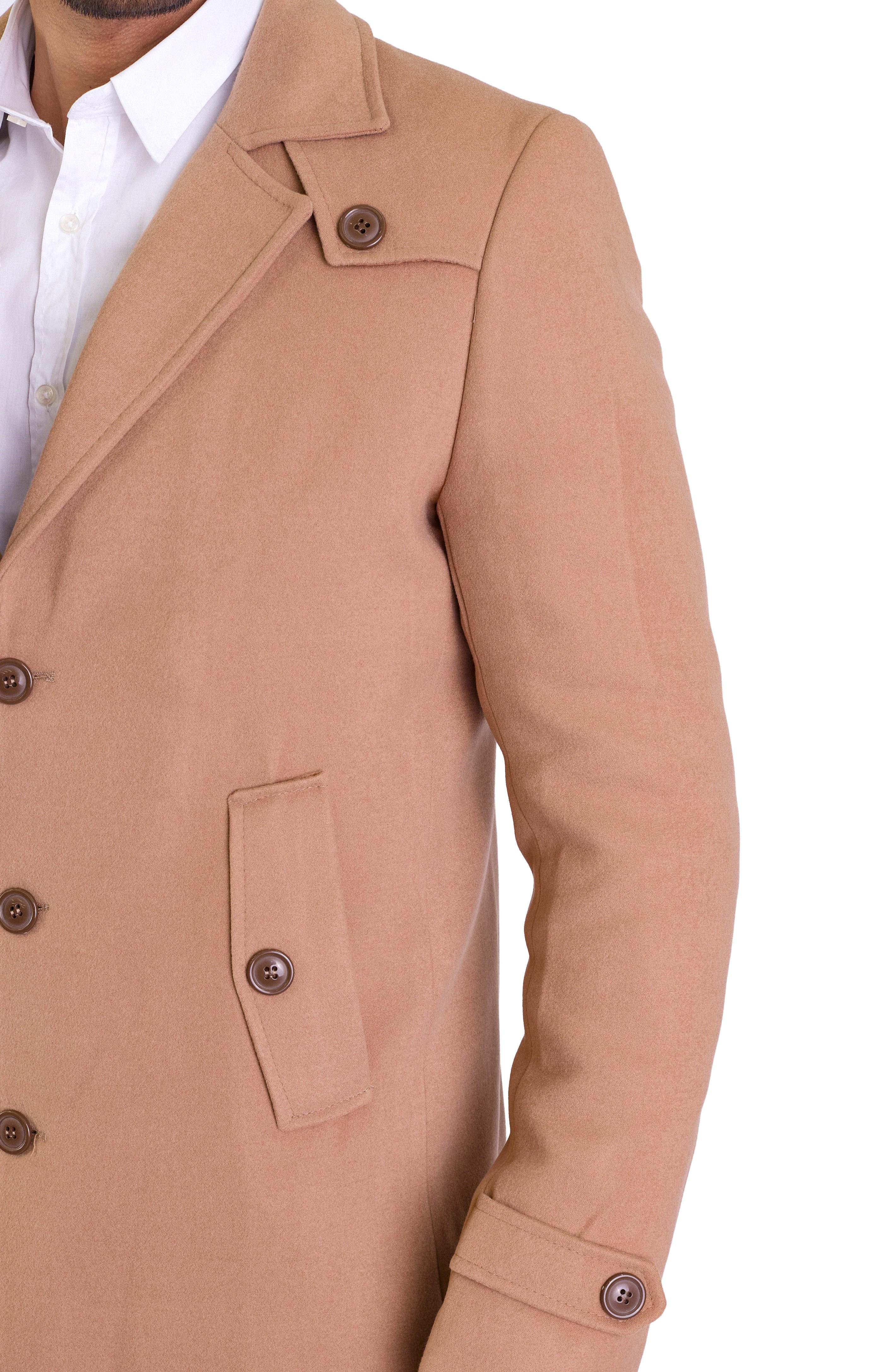 Denim Distriqt Wintermantel Feiner Herren Designer Wintermantel Beige Gr.54 entspricht XL Ärmellaschen sowie Schulterlaschen