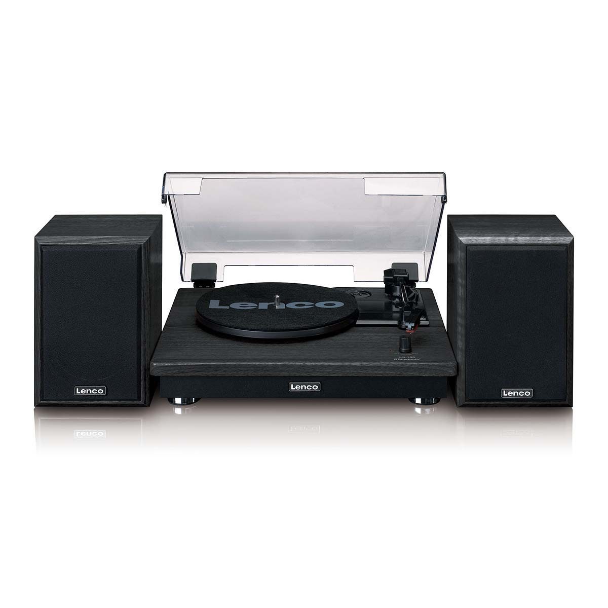 Lenco LS-100BK Plattenspieler (Riemenantrieb, Bluetooth, Vinyl-Wiedergabe, Bluetooth-Streaming, Auto-Stopp, Riemenantrieb)