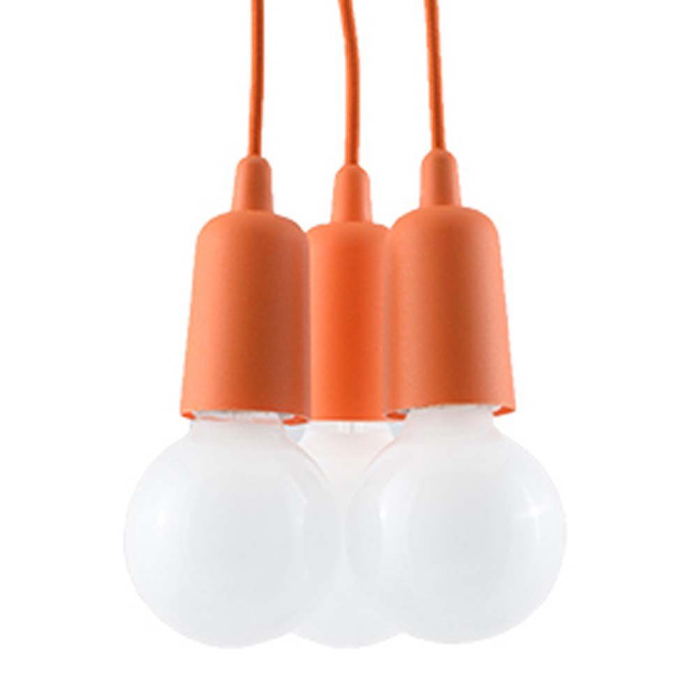 etc-shop Pendelleuchte, Leuchtmittel nicht cm orange Pendelleuchte Deckenleuchte PVC H 90 Esszimmer 3-flammig inklusive