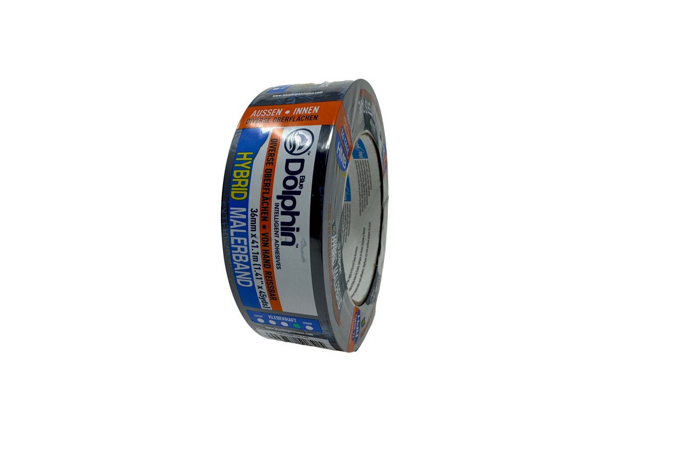Thumbnail - BlueDolphin Kreppband Hybrid Malerband Abklebeband Klebeband 36mm x 41m (Single-pack, 1-St., 1 Putzband) UV-beständig, R...