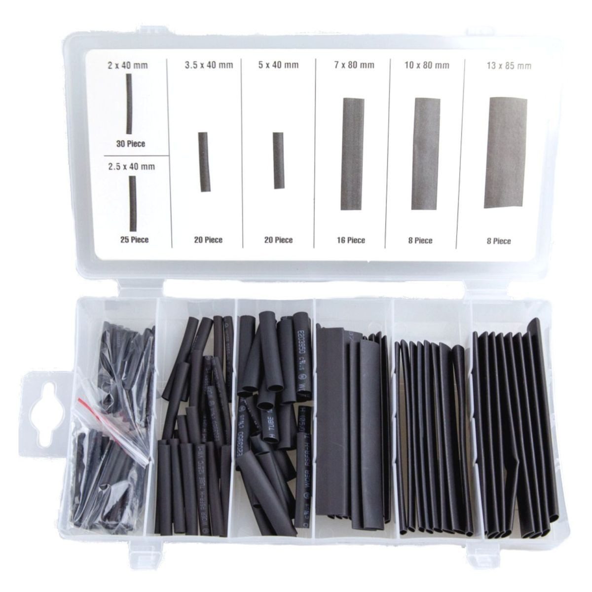Benson Tools Wärmeschrumpfschlauch Vielseitiges Schrumpfschlauch-Set in Sortimentsbox 600V 125 °C, 127-tlg., Kompakt und organisiert