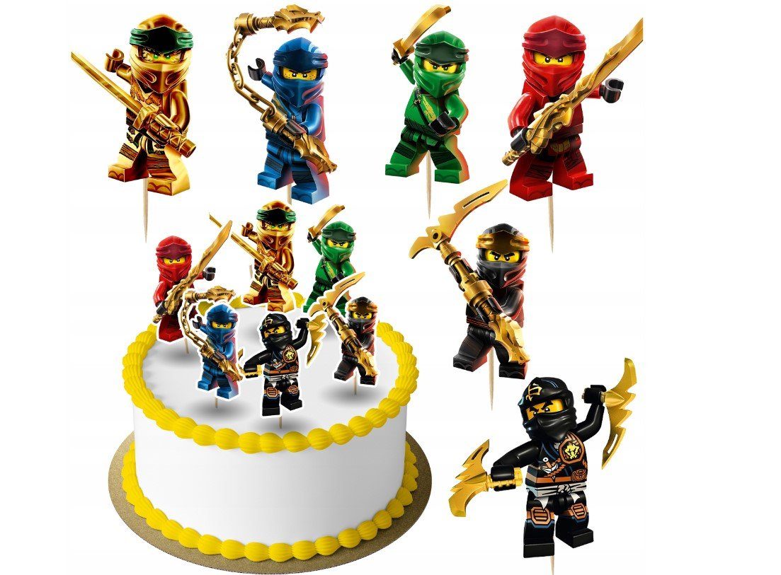 Tortenstecker NINJAGO Topper Set 6 Stk Geburstag Torten Deko Kuchen Junge