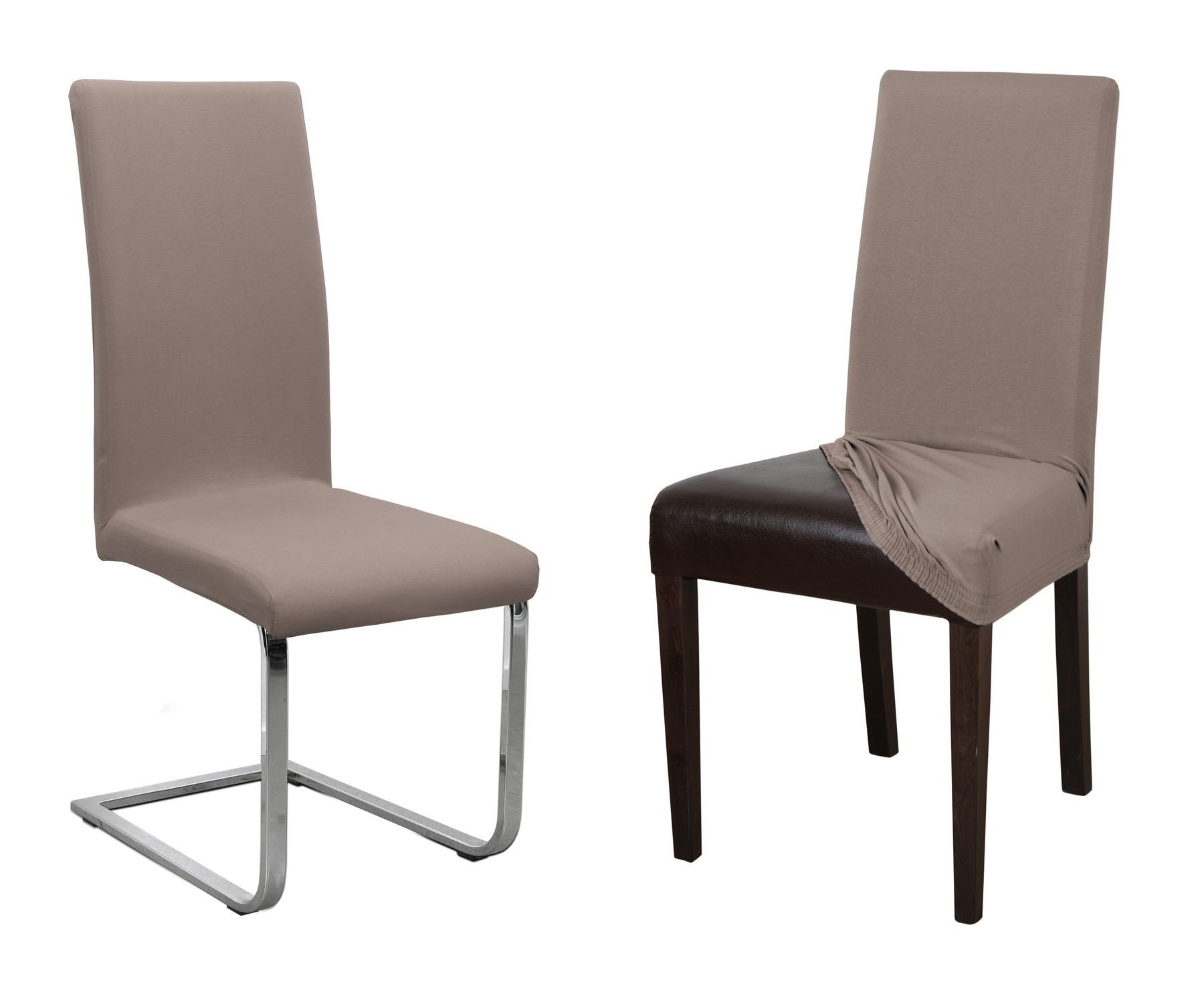 Stuhlhusse »2er Set Jersey Stuhlhusse (Farbe wählbar), elastische Uni Stretch-Husse aus Baumwolle Bi-Elastisch«, Beautex