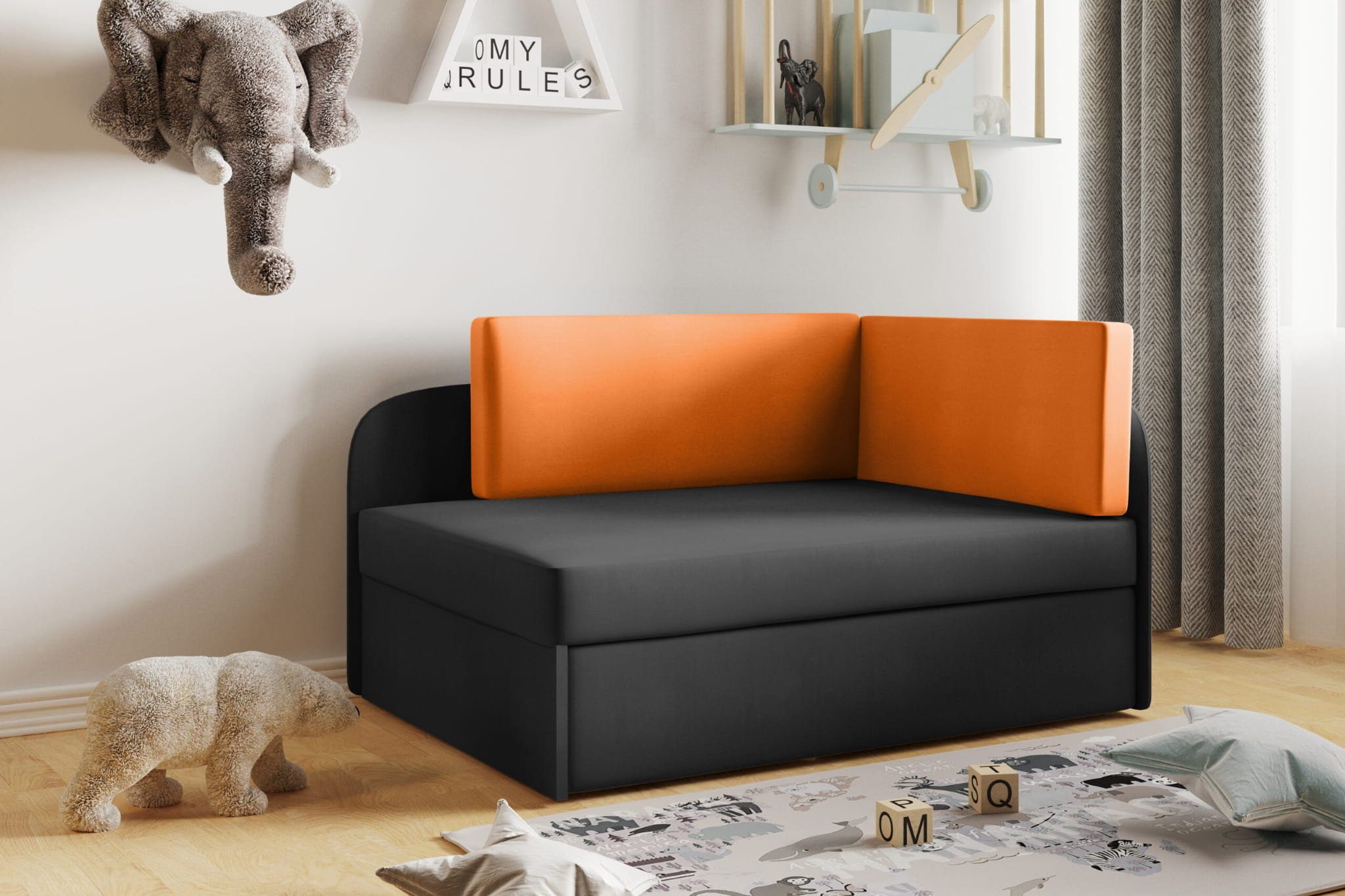 Friderik-EU Sofa BAFI Couch fürs Kinderzimmer mit Schlaffunktion und Bettkasten Casablanca 16/17 | Kindersofas