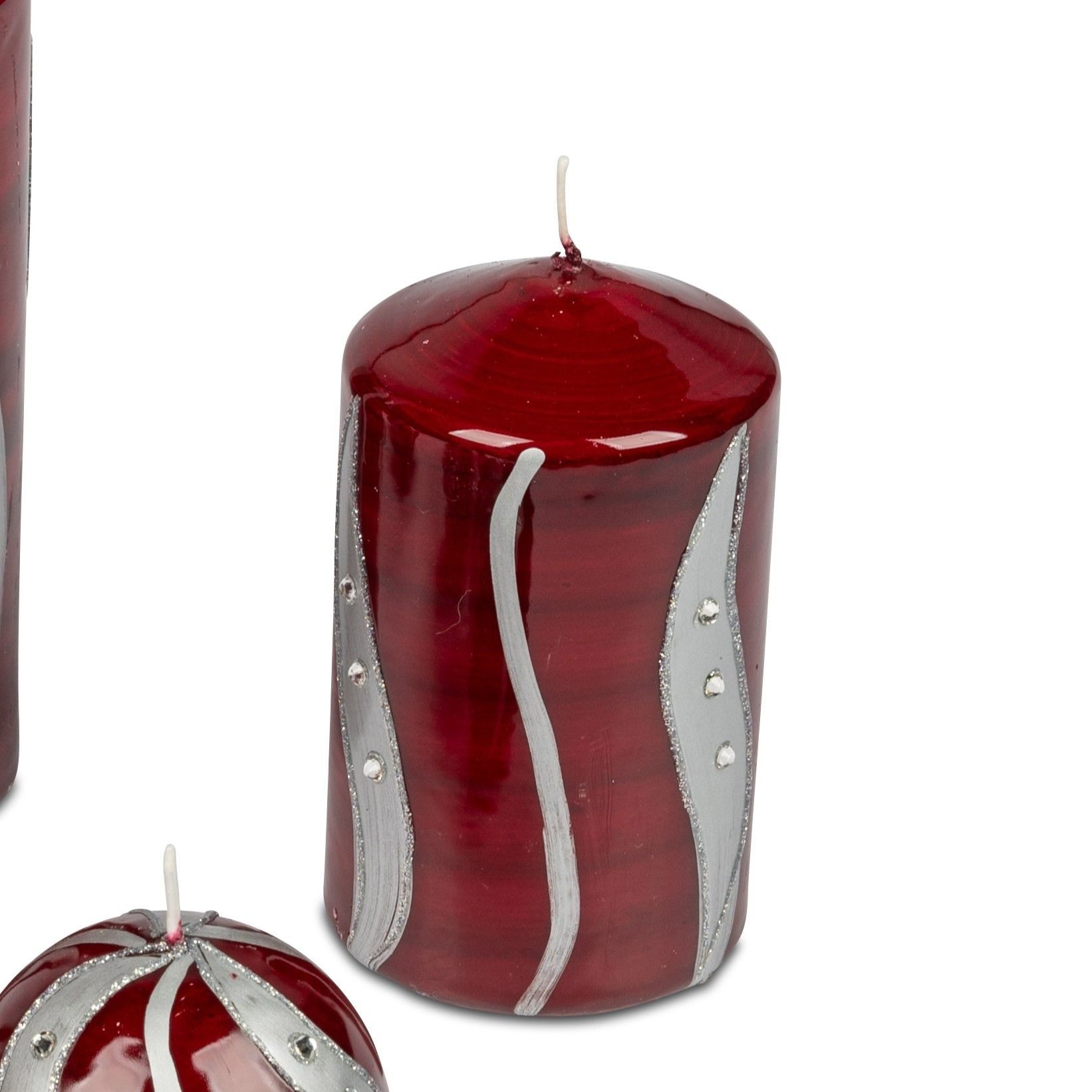 formano Stumpenkerze Welle, Höhe: 11cm, Farbe: Rot, Motiv: Welle