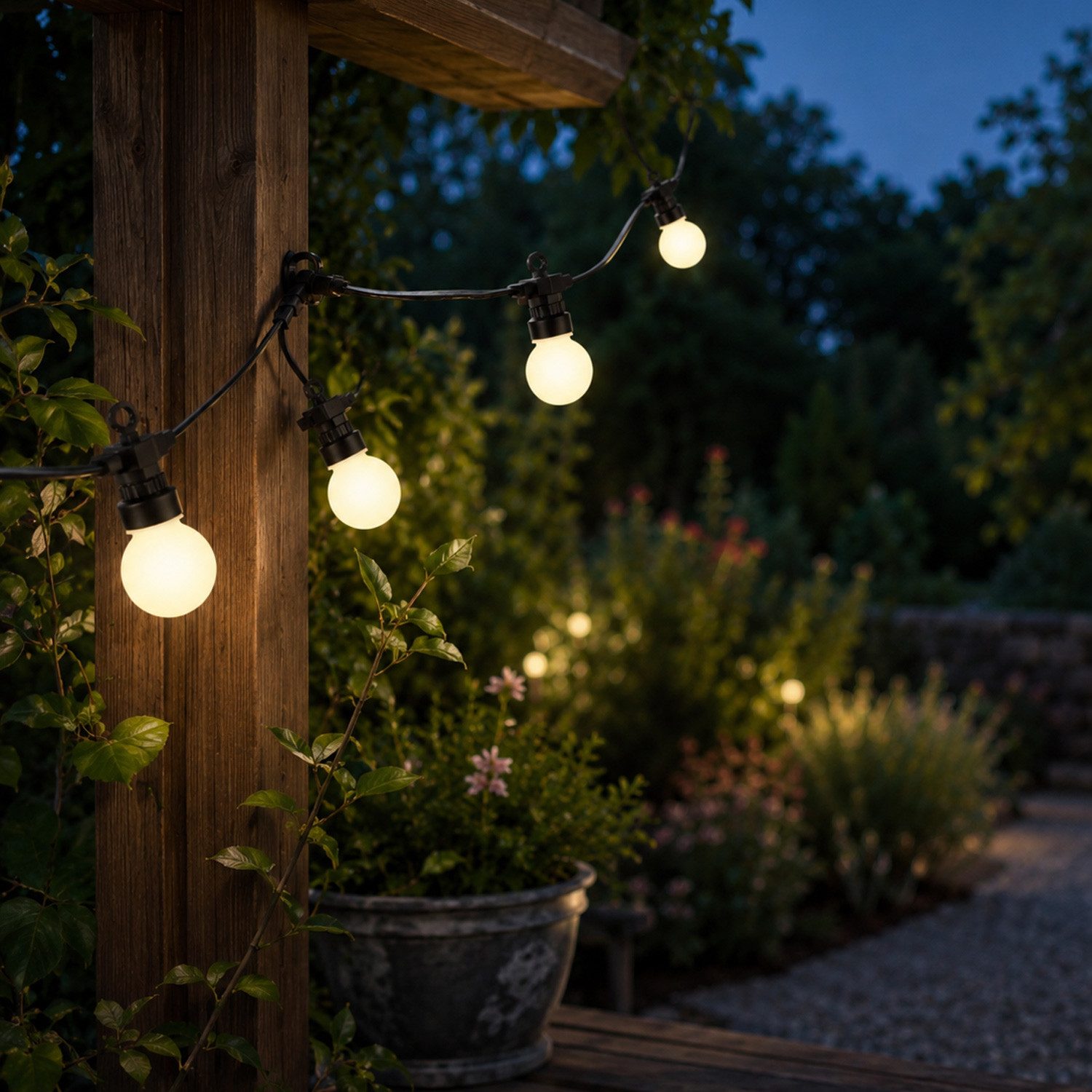 MARELIDA LED-Lichterkette LED Party Lichterkette Circus Garten Balkon Sommer koppelbar milchig, 20-flammig
