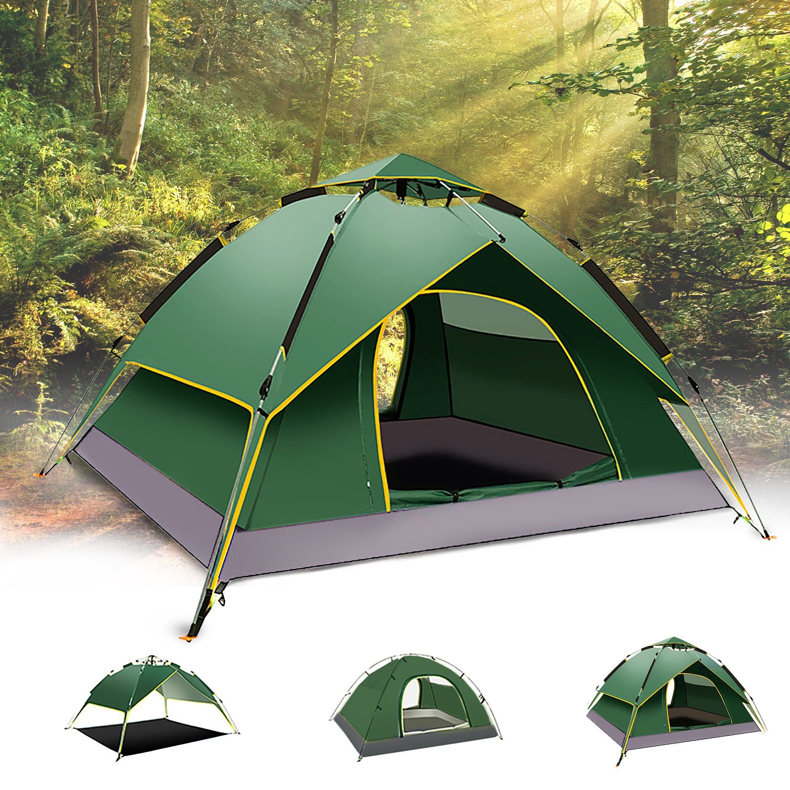 CALIYO Wurfzelt (1 Automatisches Zelt Pop 2-3 Camping Zelt, Up Sofortzelt Doppelschicht Personen Winddichte tlg), Schutz Kuppelzelt UV Ultraleichte