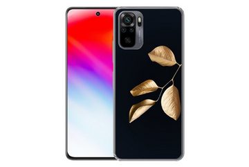 MuchoWow Handyhülle Blätter - Zweig - Gold - Luxus, Phone Case, Handyhülle Xiaomi Redmi Note 10, Silikon, Schutzhülle