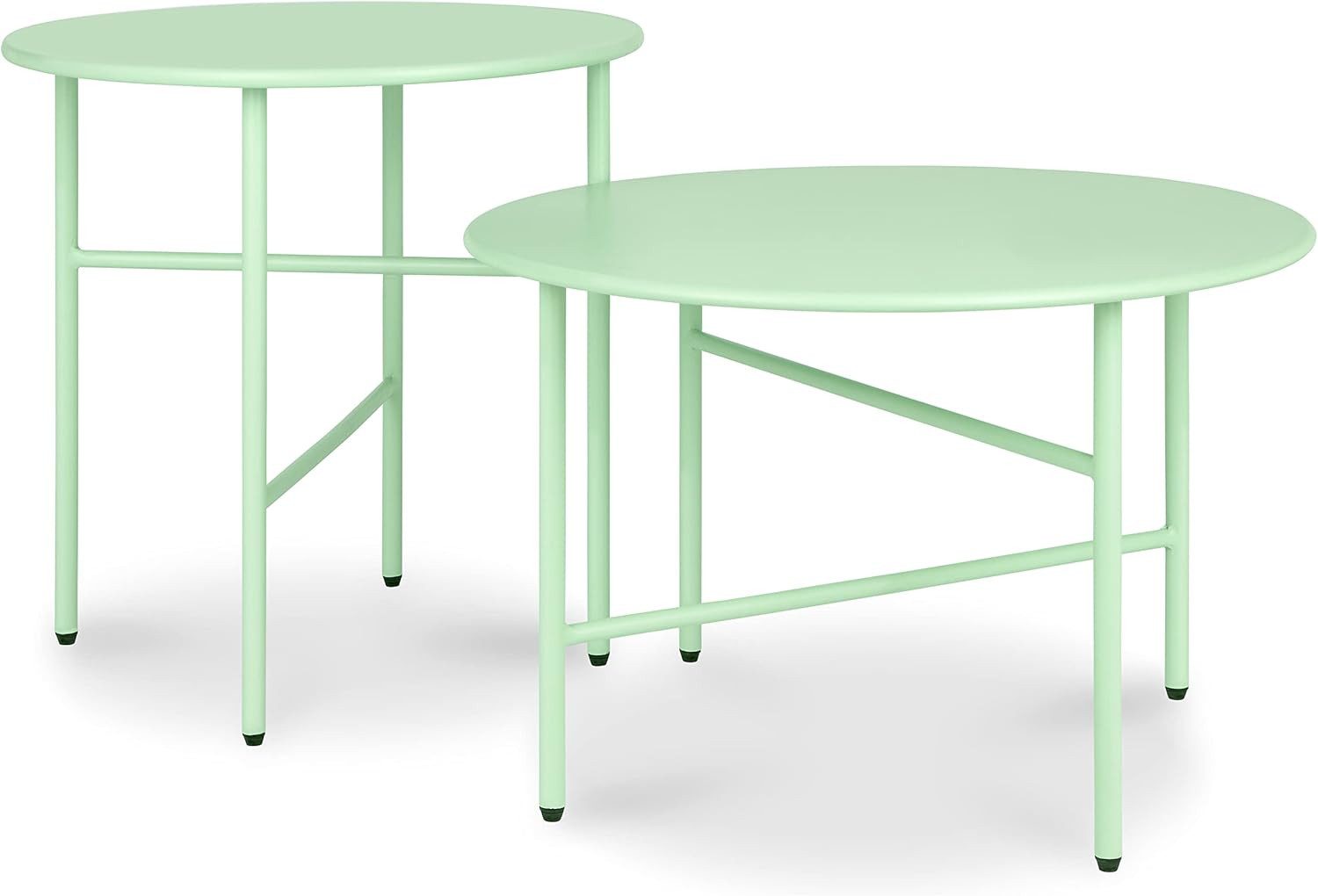 bomoe Beistelltisch 2er Set Beistelltisch Outdoor Ø 44x46cm + Ø 53x36cm, Mint, Wohnzimmer Couchtisch Leicht In- & Outdoor Balkon Tisch Terrasse