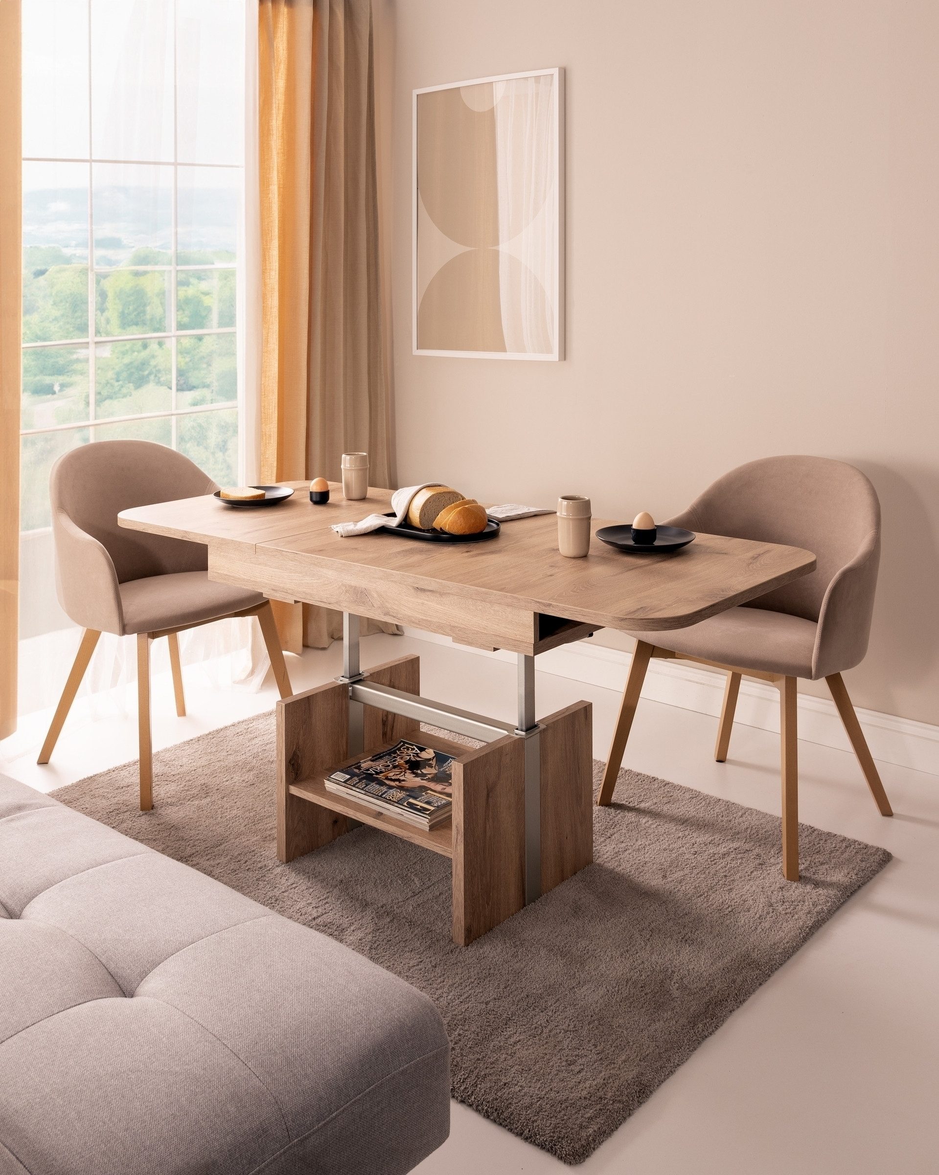 Meble Wójcik Couchtisch ausziehbar, höhenverstellbar, Eiche Dekor - 110/150x56/72x65cm (BxHxT)