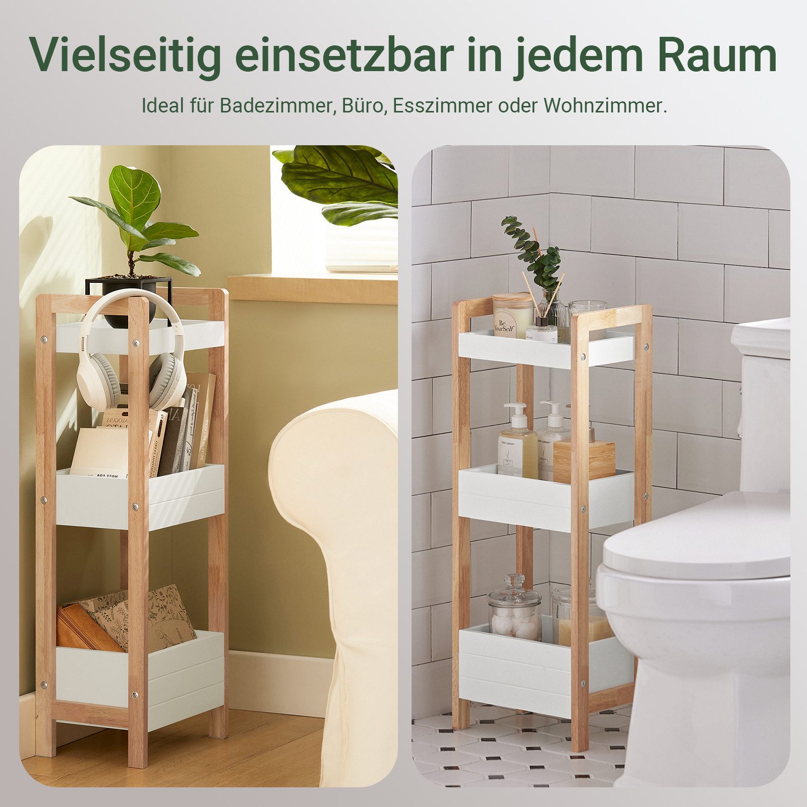 SoBuy Badregal FRG226, Badezimmerregal schmal, Duschregal Toilettenregal Nischenregal, Standregal Küchenregal mit 3/4 Ablagefächern, Badregal stehend