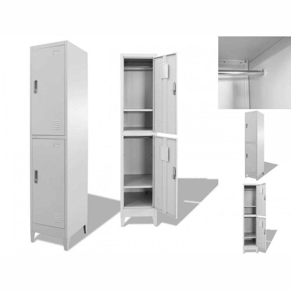 vidaXL Kleiderschrank Schließfachschrank mit 2 Fächern 38 x 45 x 180 cm Grau