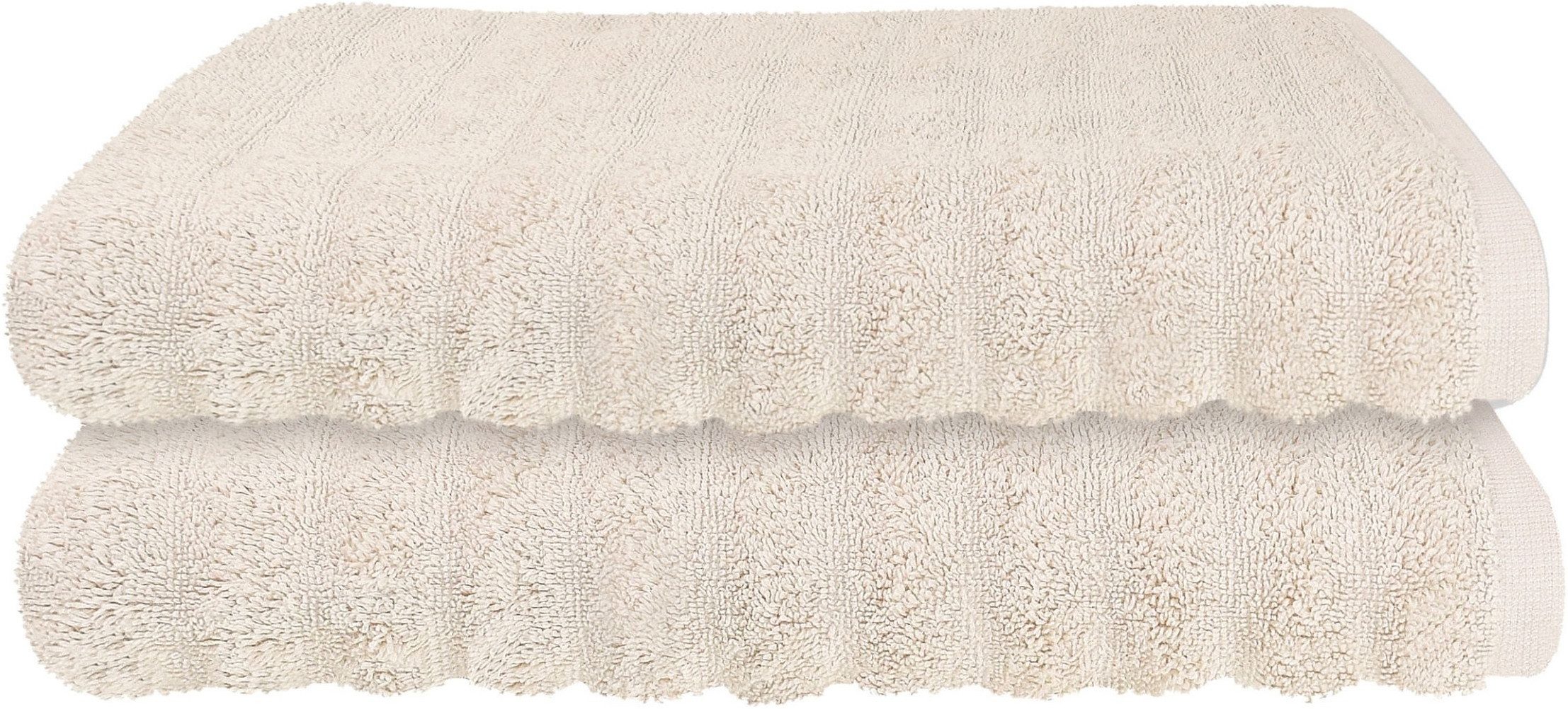 Schiesser Duschtücher Neapel aus 100% Baumwolle mit eleganter Hoch-Tief-Optik, Frottier (2-St), OEKO-TEX® MADE IN GREEN