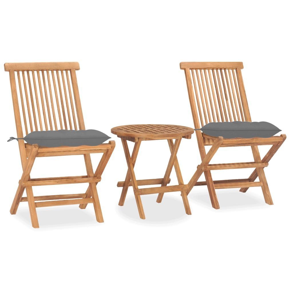 furnicato Garten-Essgruppe Naturholz 50x50 cm mit grauen Polstern, (1-tlg)