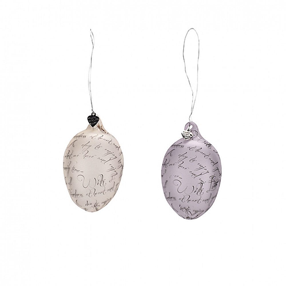 Vosteen Osterei 2er-Set Glas-Ei MADE WITH LOVE (2 St), Mit eleganten Kalligraphie-Verzierungen