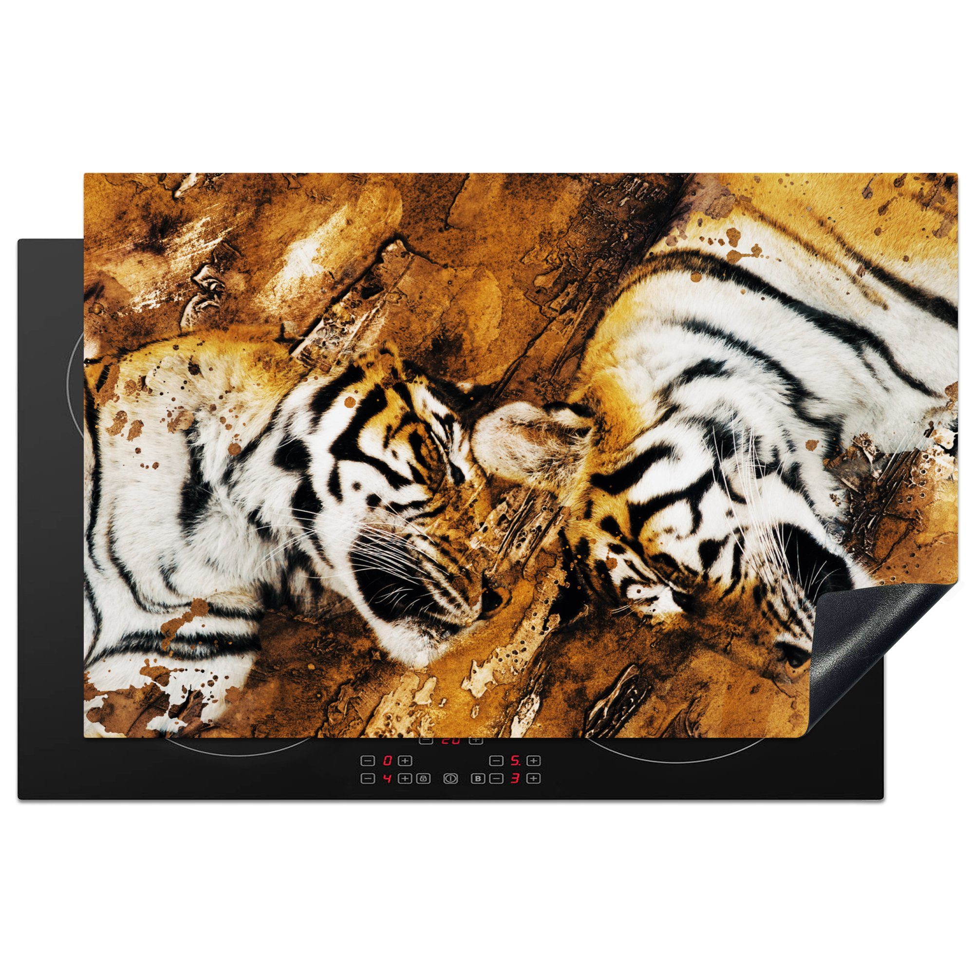 tlg), die Tiger cm, Herdblende-/Abdeckplatte (1 81x52 Induktionskochfeld Ceranfeldabdeckung - Natur, Vinyl, küche, MuchoWow - Schutz Baum für