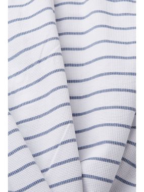 Esprit Kurzarmhemd Hemd aus gestreiftem Waffel-Piqué, 100 % Baumwolle
