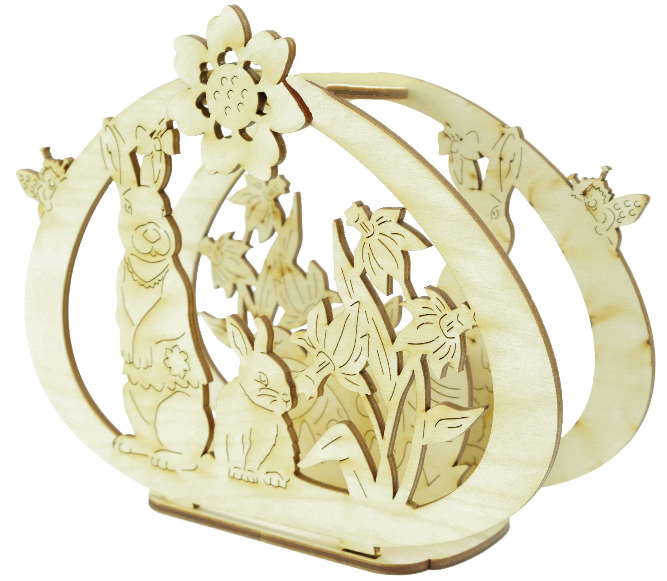 DeColibri Kreativset Bastelset Basteln Kinder Erwachsene Holz Osterdeko Hasenfamilie, (Bastelset), Made in Germany, aus Holz, bemalbar