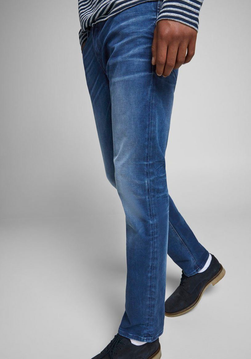 Jack & Jones Slim-fit-Jeans Tim, Klassischer Blue-Jeans-Look dank  Tobacco-Nähten