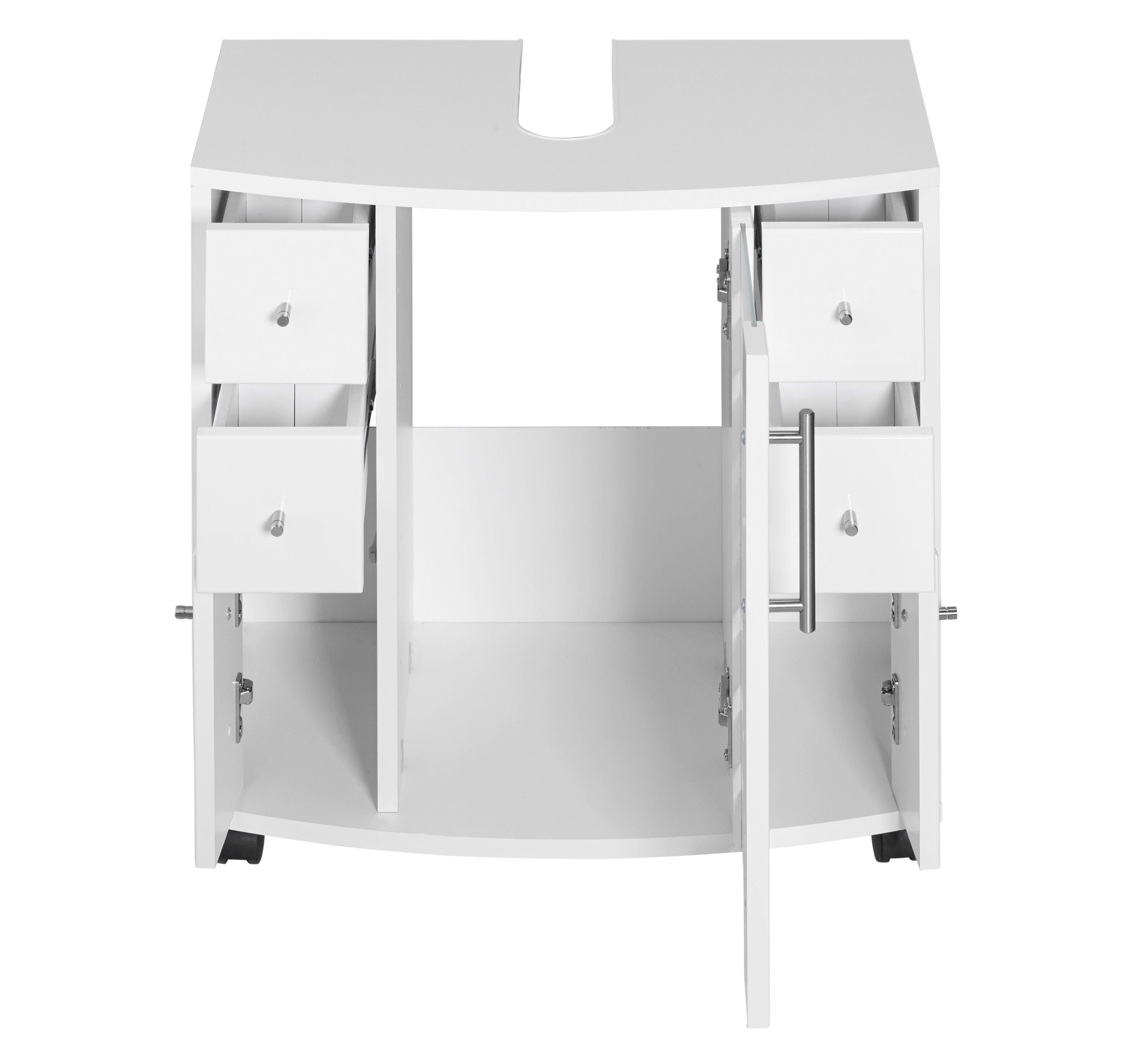 welltime Waschbeckenunterschrank Jaca Breite 60 cm, mit hochglänzenden Fronten