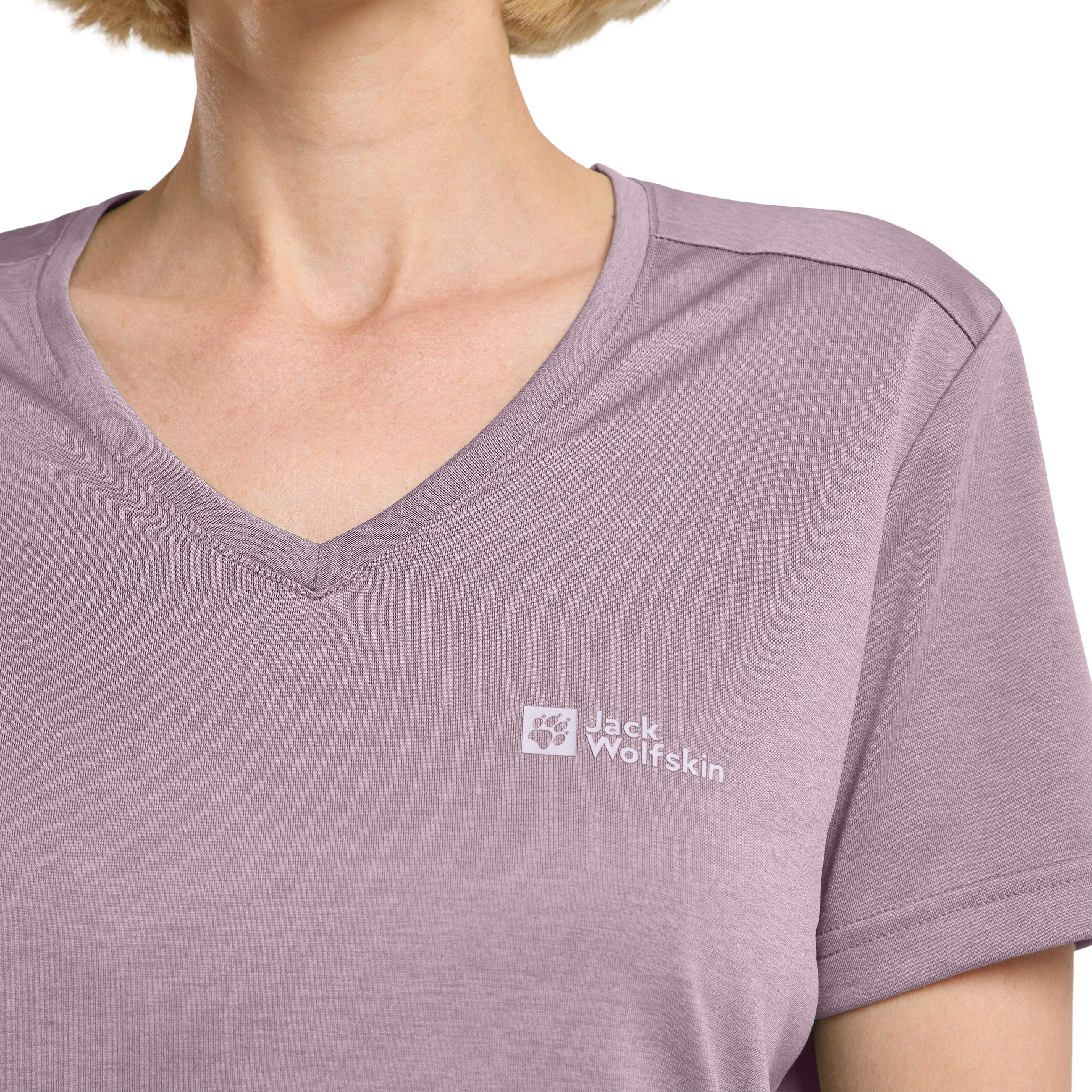 Jack Wolfskin T-Shirt 0 mit V-Ausschnitt, Kurzarm, aus Polyester, normale Passform