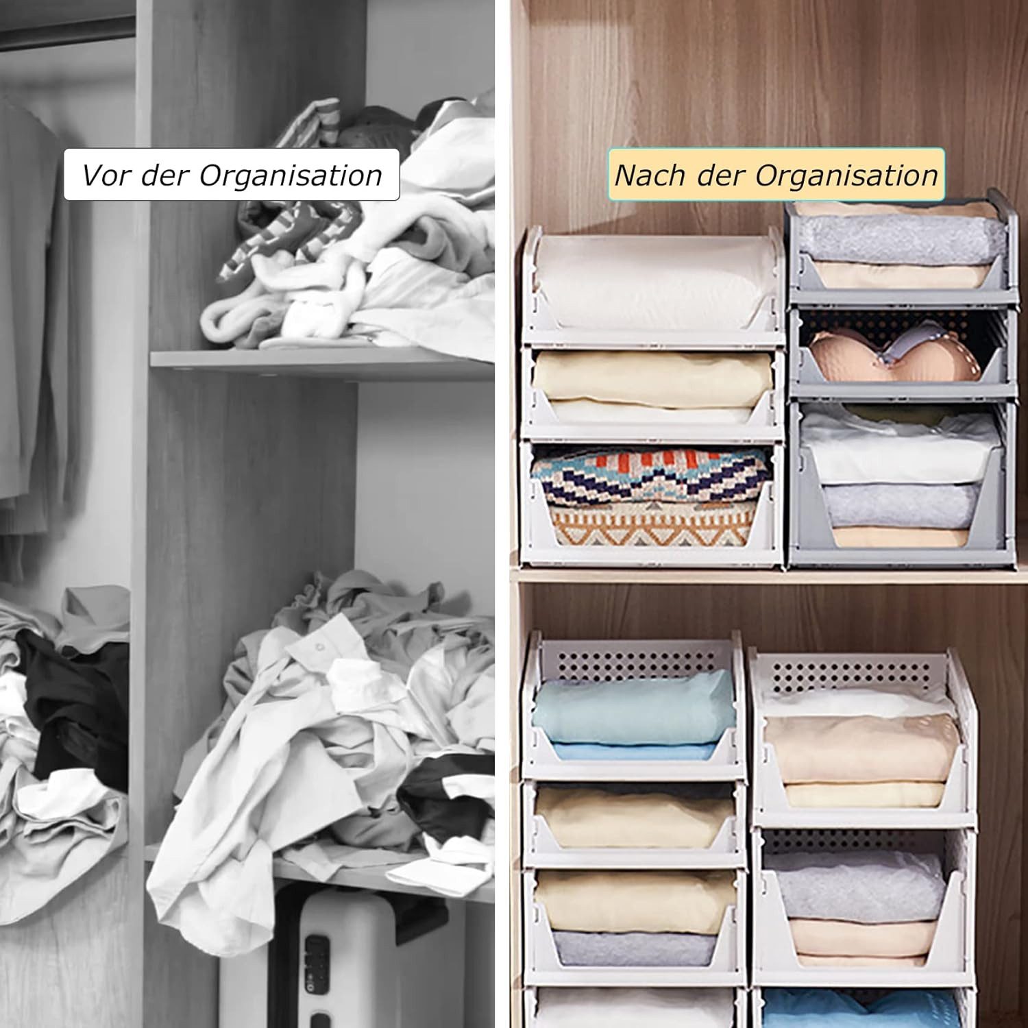 Zedelmaier Organizer Schrank-Organizer Kleiderschrank Schublade faltbare Aufbewahrungsbox (Set, 3 St., Set of 3), Klappbar und Stapelbar Aufbewahrungsbox