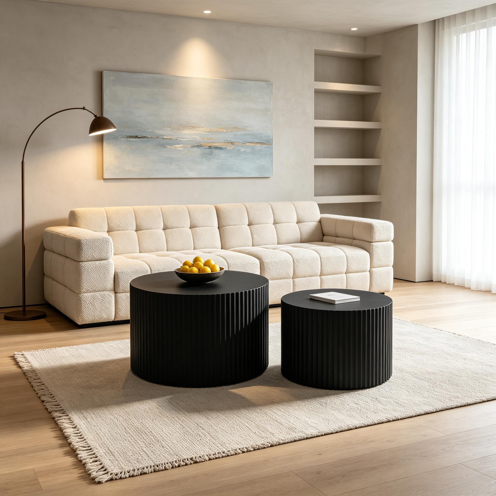 WILLIAMSPACE Couchtisch Carno MDF Couchtisch Set, rund & ineinander schiebbar platzsparend