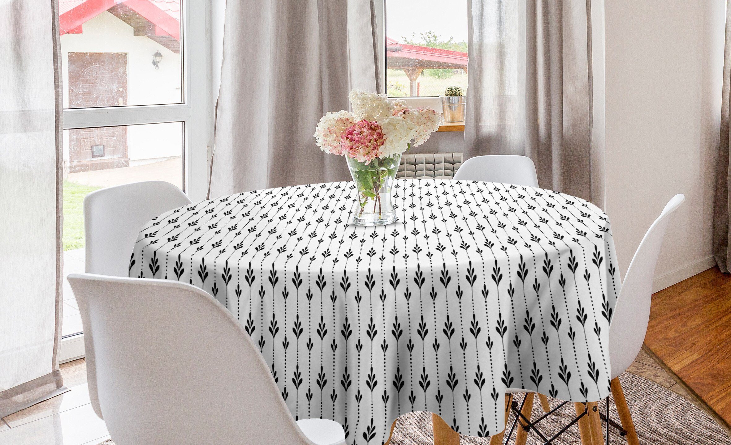 Abakuhaus Tischdecke Kreis Tischdecke Abdeckung für Esszimmer Küche Dekoration, Jahrgang Botanik Inspired Motiv Dots